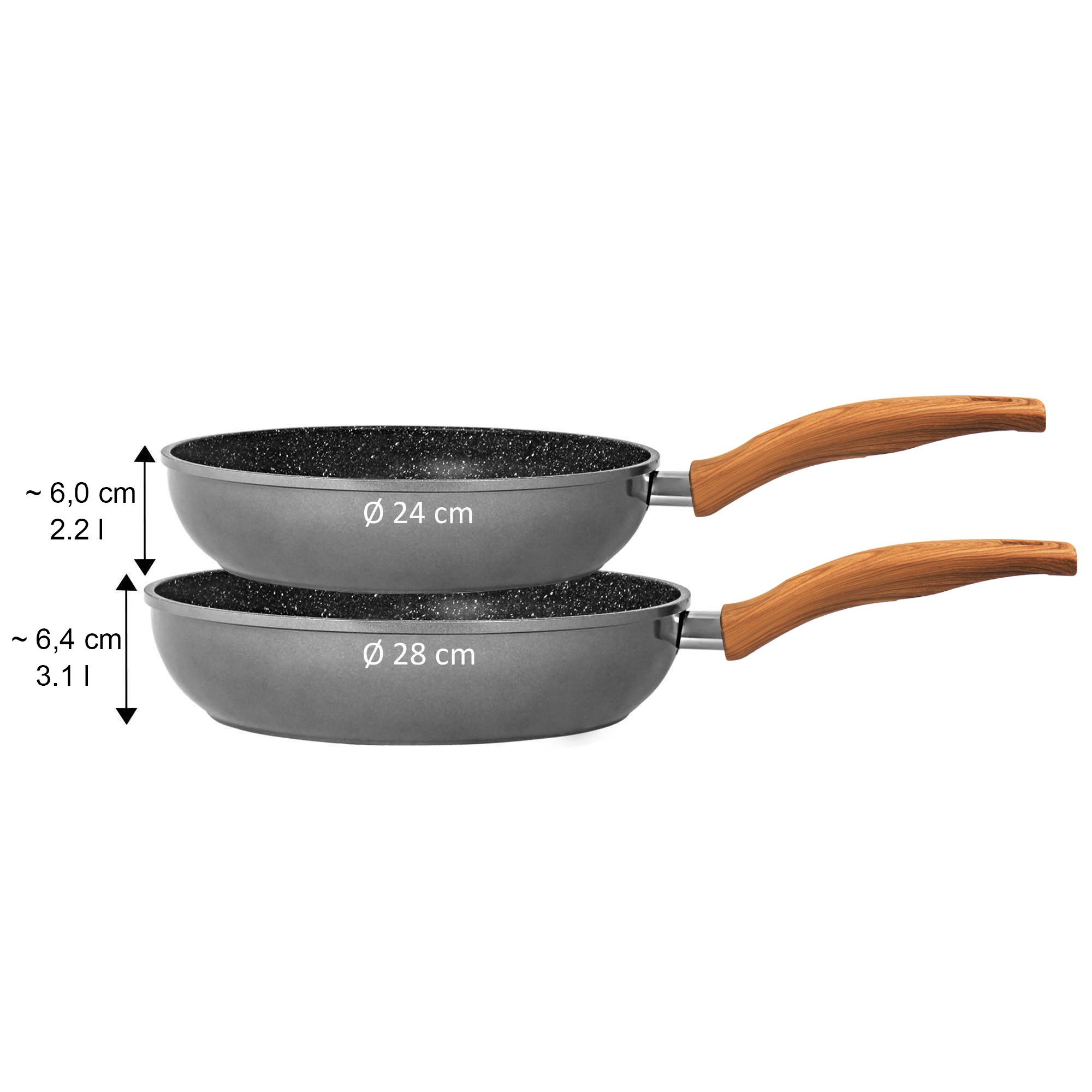 STONELINE® Deep Frying Pan 28 cm, Large Non-Stick Pan | Made in Germany | Back to Nature