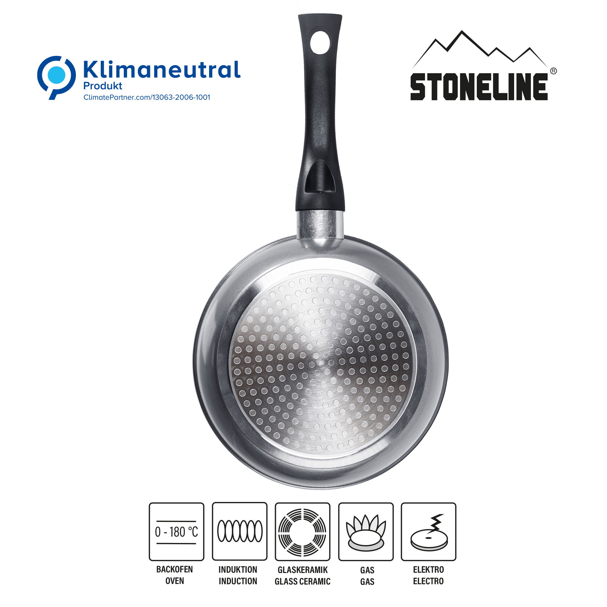 STONELINE® Casserole à manche 18 cm avec couvercle, antiadhésive | PRIMO