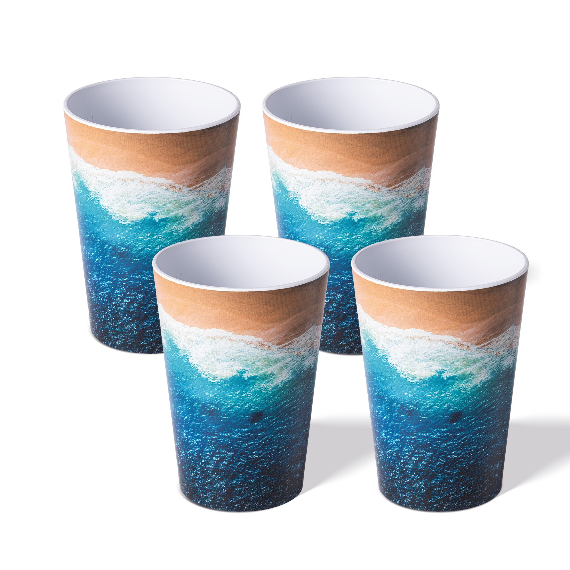 AWAVE® 4 pc Festival Cup Set, 300 ml, made of rPET, with Calibration Mark, Stackable