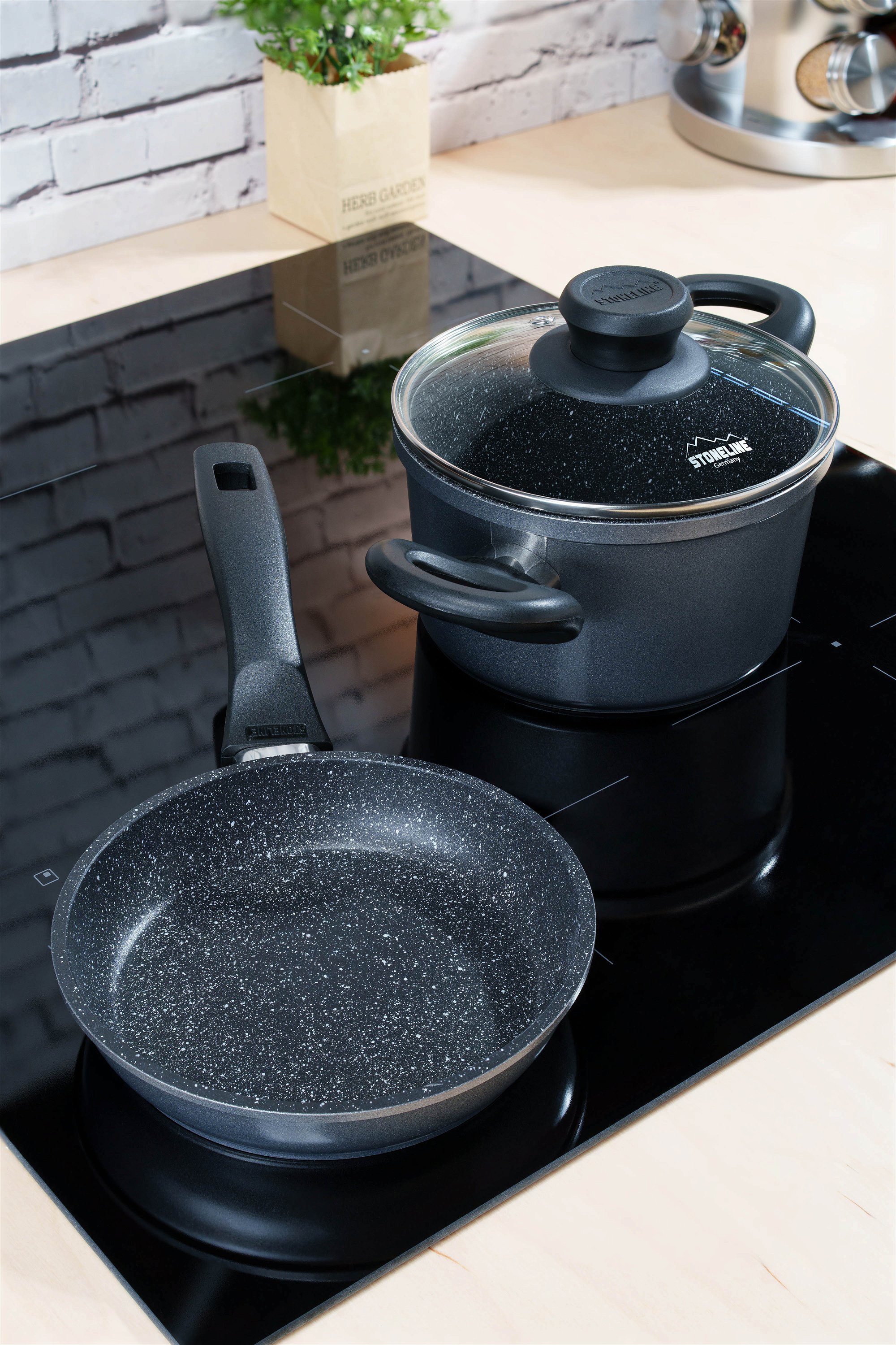 STONELINE® 3 pc Cookware Set 16 cm, with Lid, Non-Stick Pots & Pans | CLASSIC