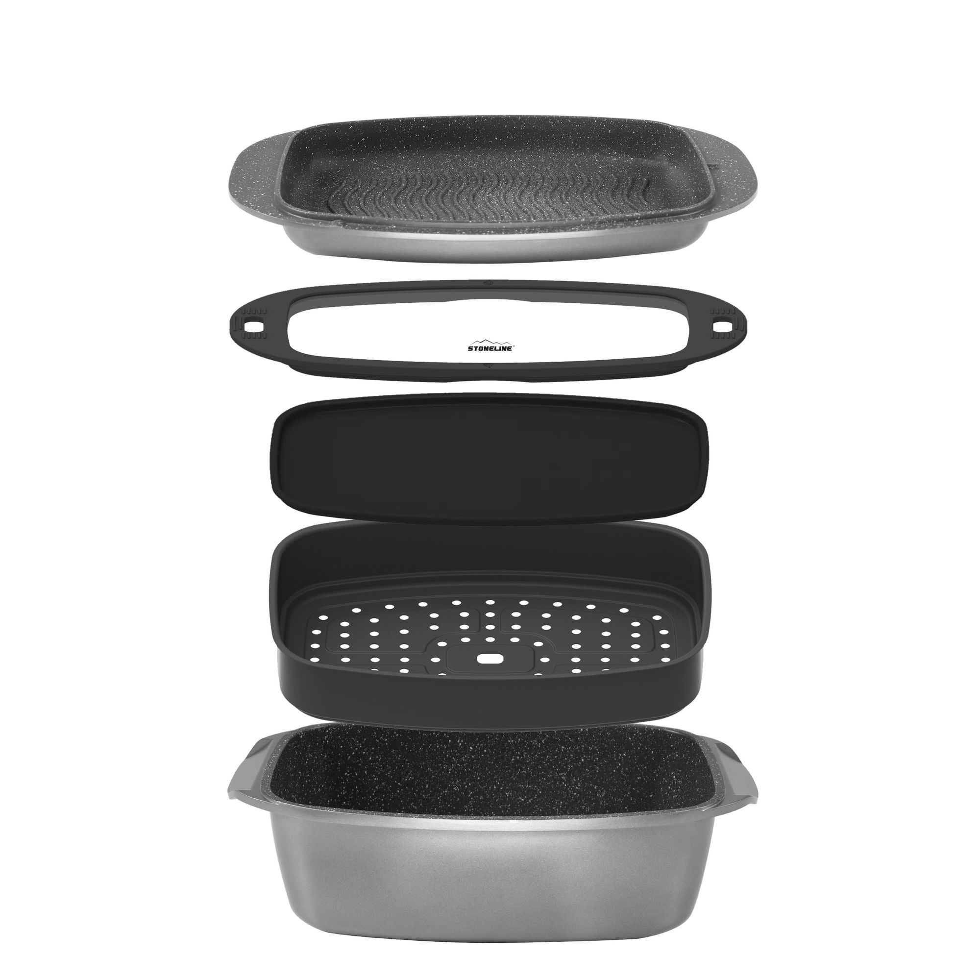 Bräter und Back Set 5-teilig 39x22 cm | mit Deckeln