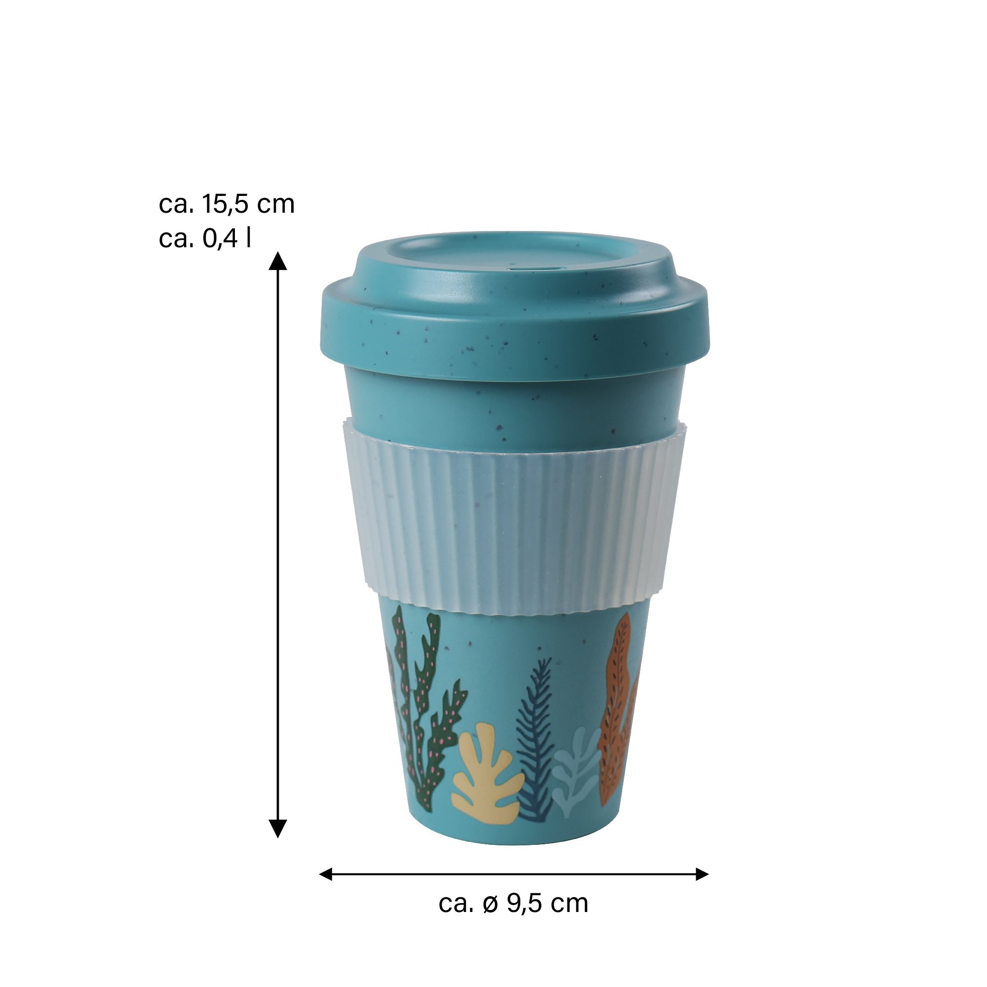 AWAVE® Reusable Coffee Travel Mug 400 ml, Coffee Cup Made from rPET | turquoise