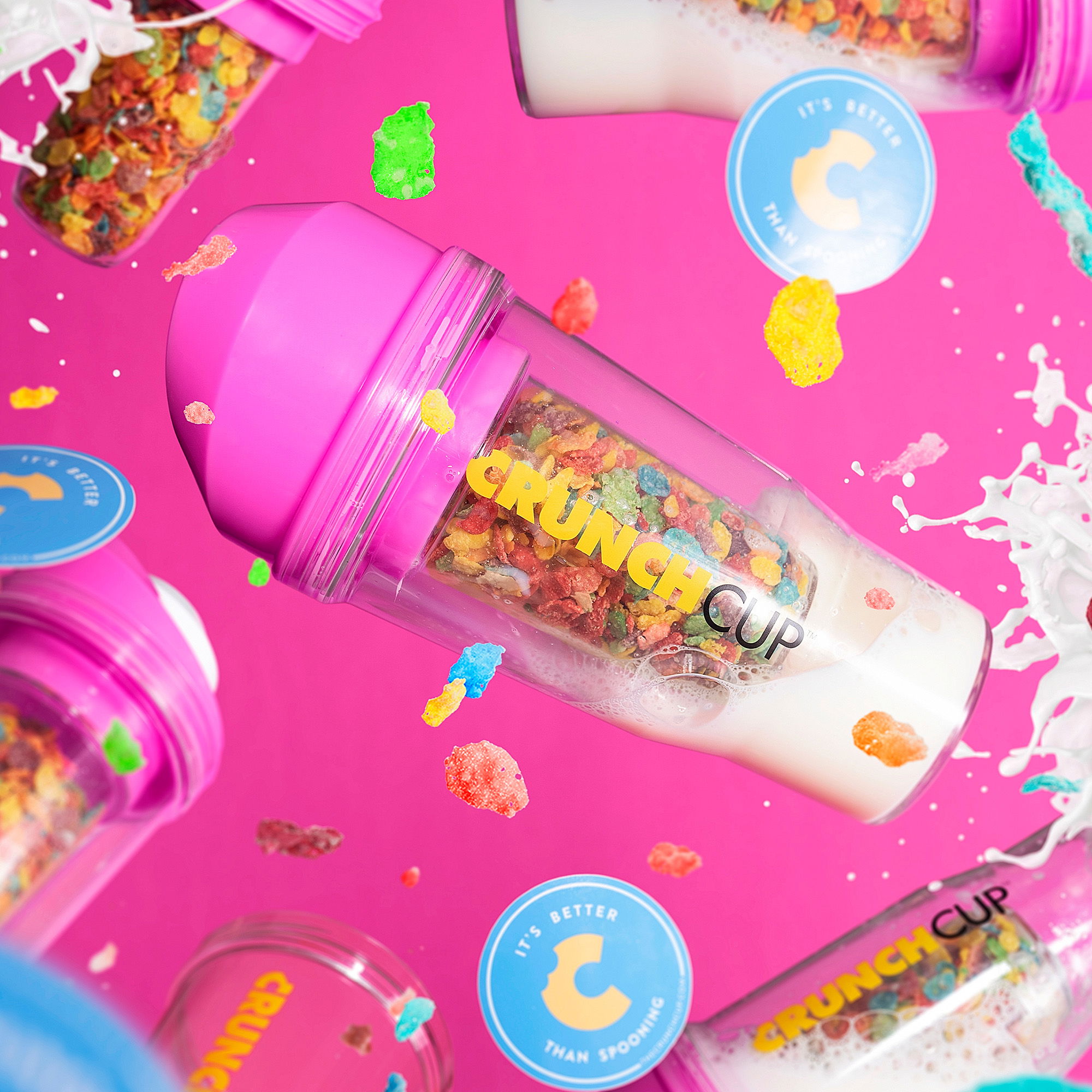 CrunchCup Original Vaso de Cereales para Llevar 260 + 250 ml | Pink