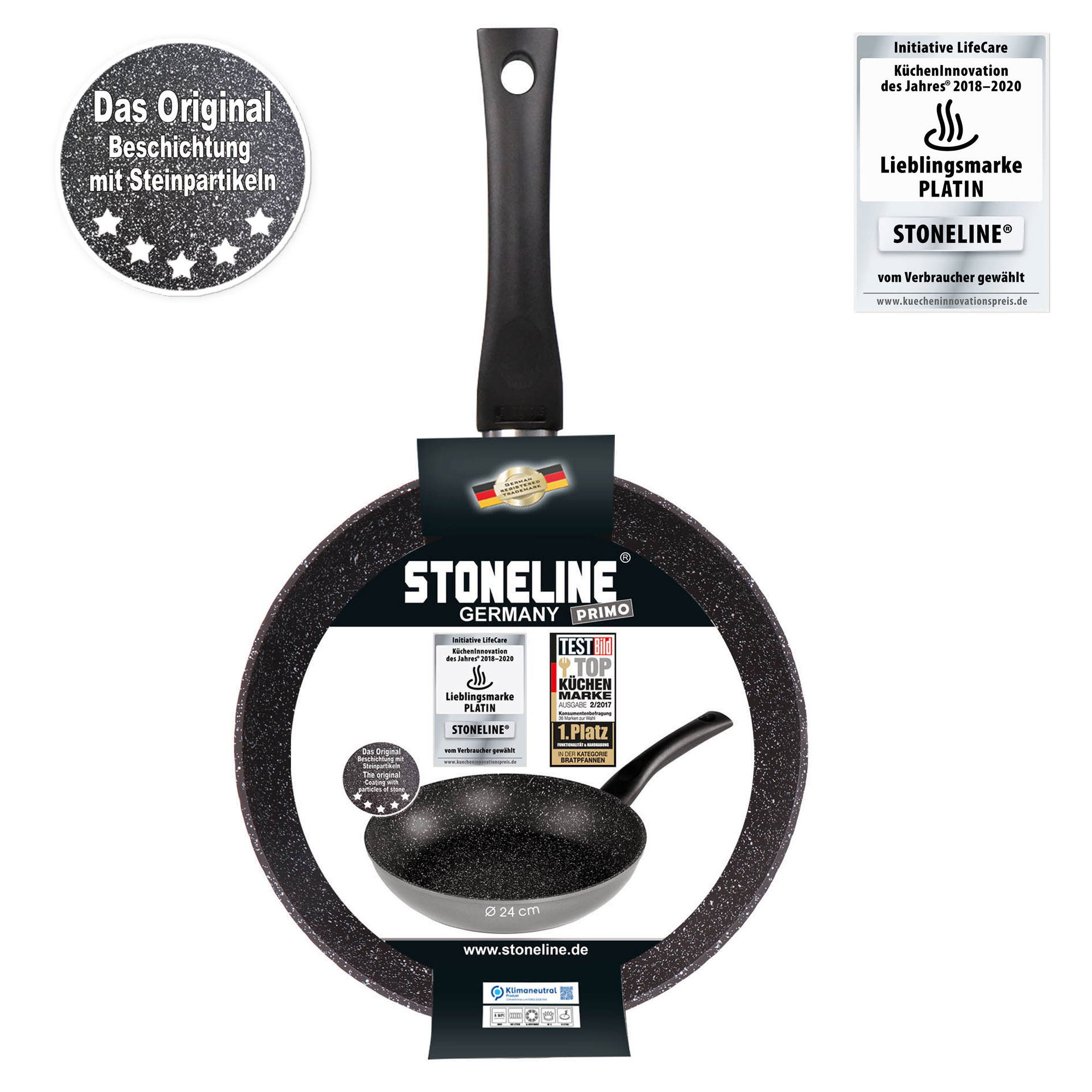 STONELINE® Poêle à frire 24 cm, Antiadhésive, adaptée à l'induction | PRIMO