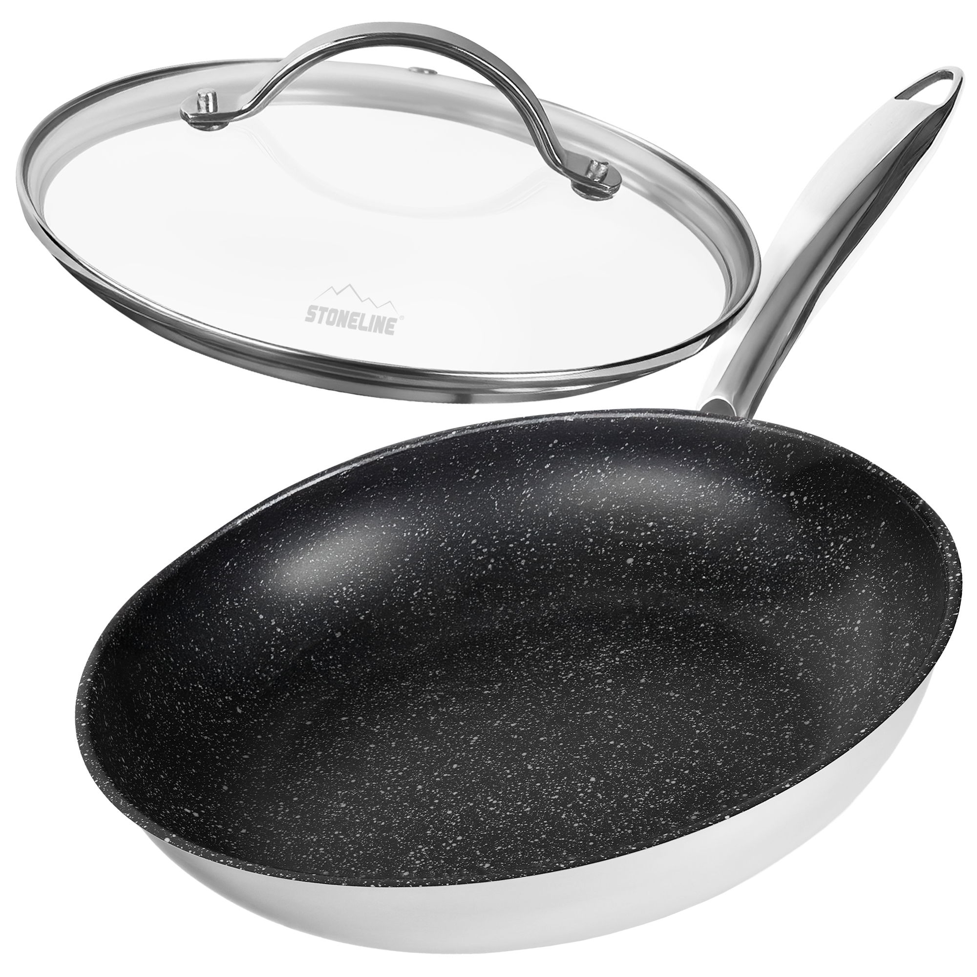 Edelstahl Pfanne 28 cm | mit Deckel