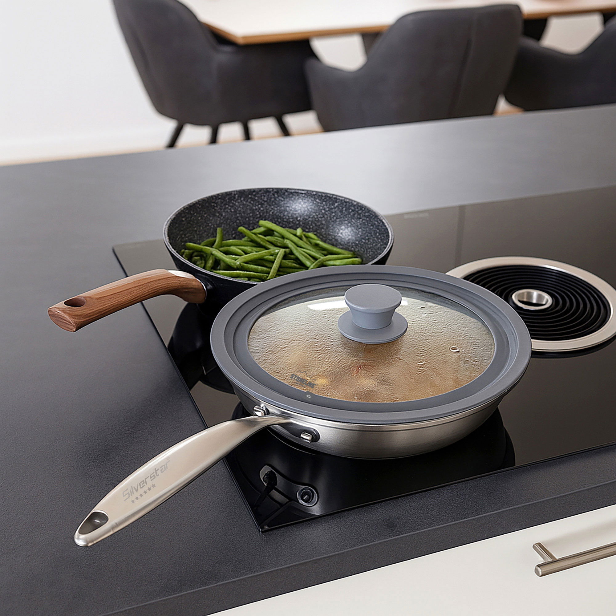 Universal Lid for Pots Pans Skillets 16/18/20 cm | Grey