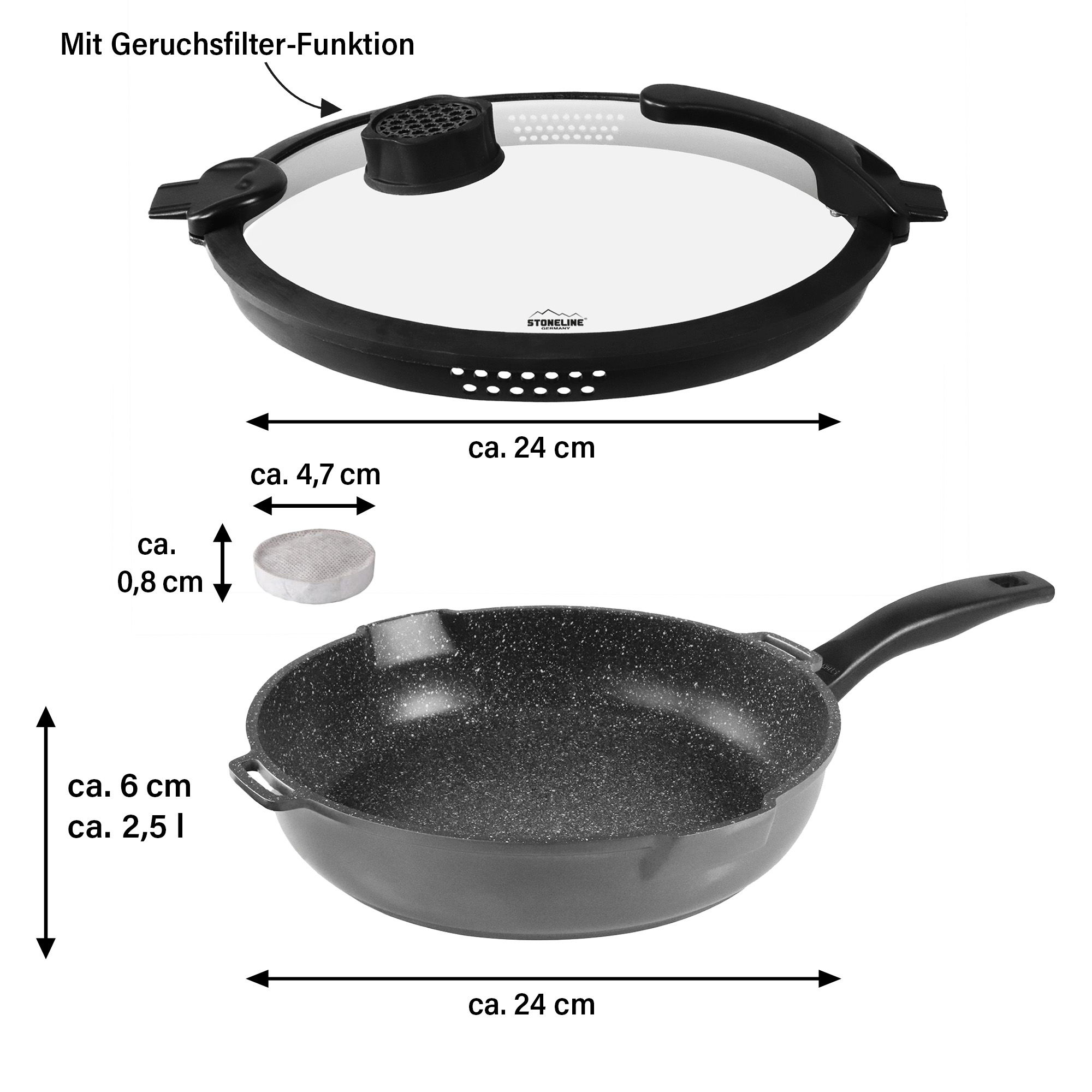 Sartén Honda 24 cm | con Tapa
