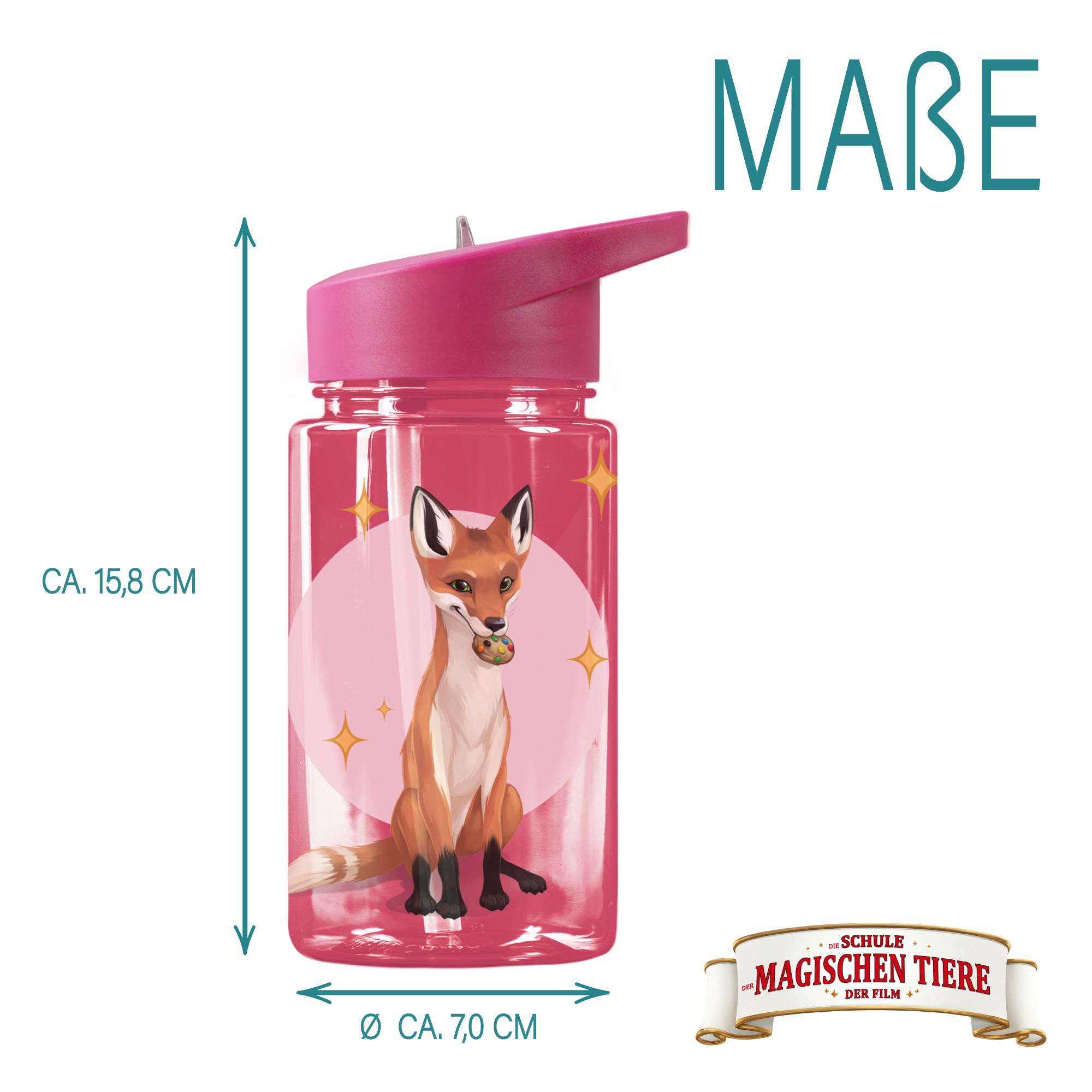 AWAVE® The School of Magical Animals Water Bottle 400 ml rPET | Berry Red, Rabbat