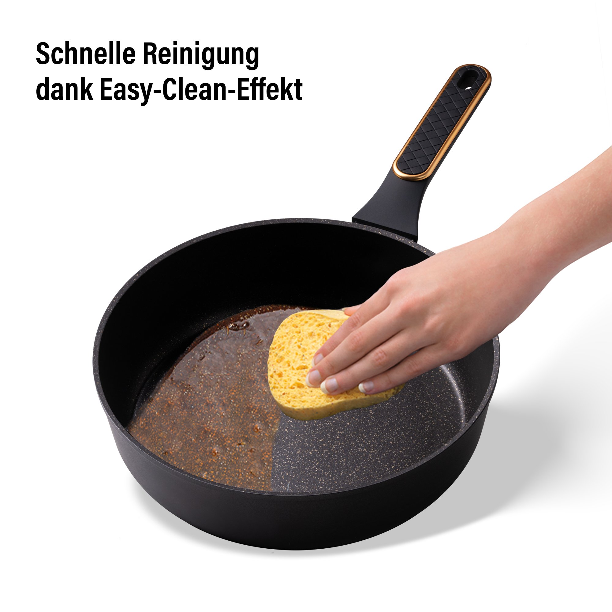 STONELINE® Deep Frying Pan 28 cm, with Lid, Large Non-Stick Pan | gold