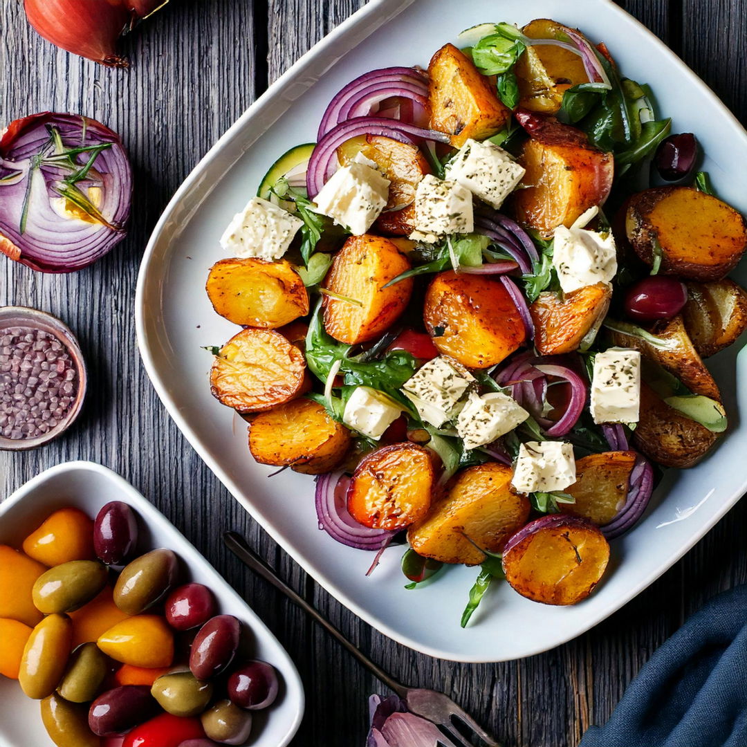 Insalata Greca con Feta e Patate al Forno