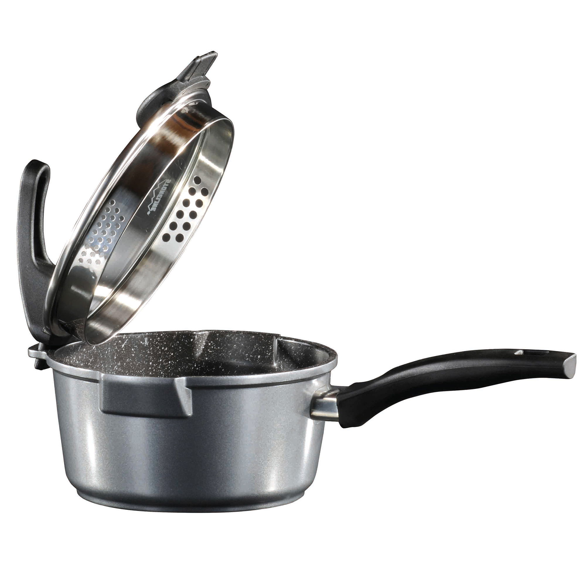 STONELINE® Saucepan 18 cm, Strainer Lid, 2 Spouts, Skillet, Non-Stick Pot | FUTURE