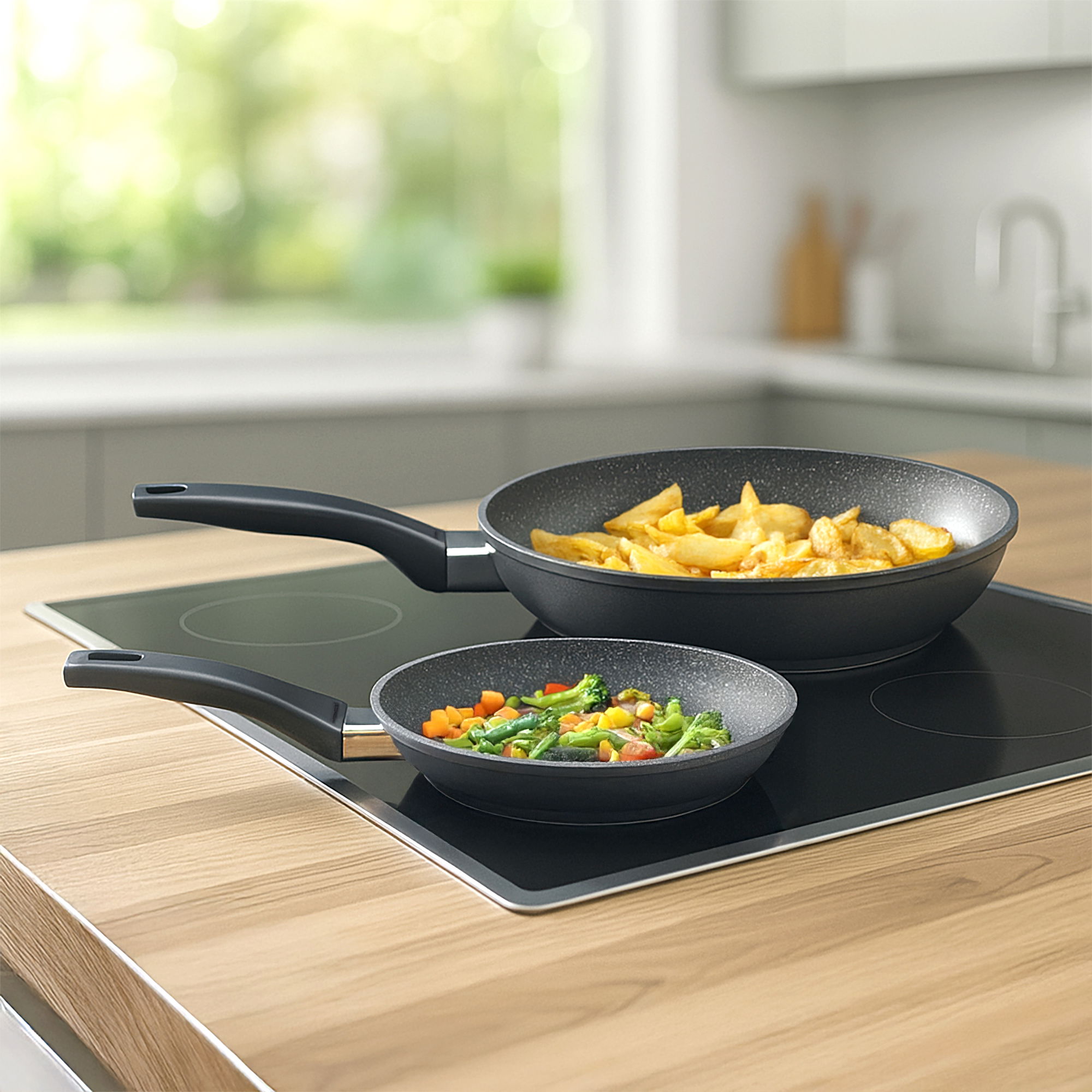 Juego de Sartenes 2 Piezas 20/26 | sin Tapa - Negro