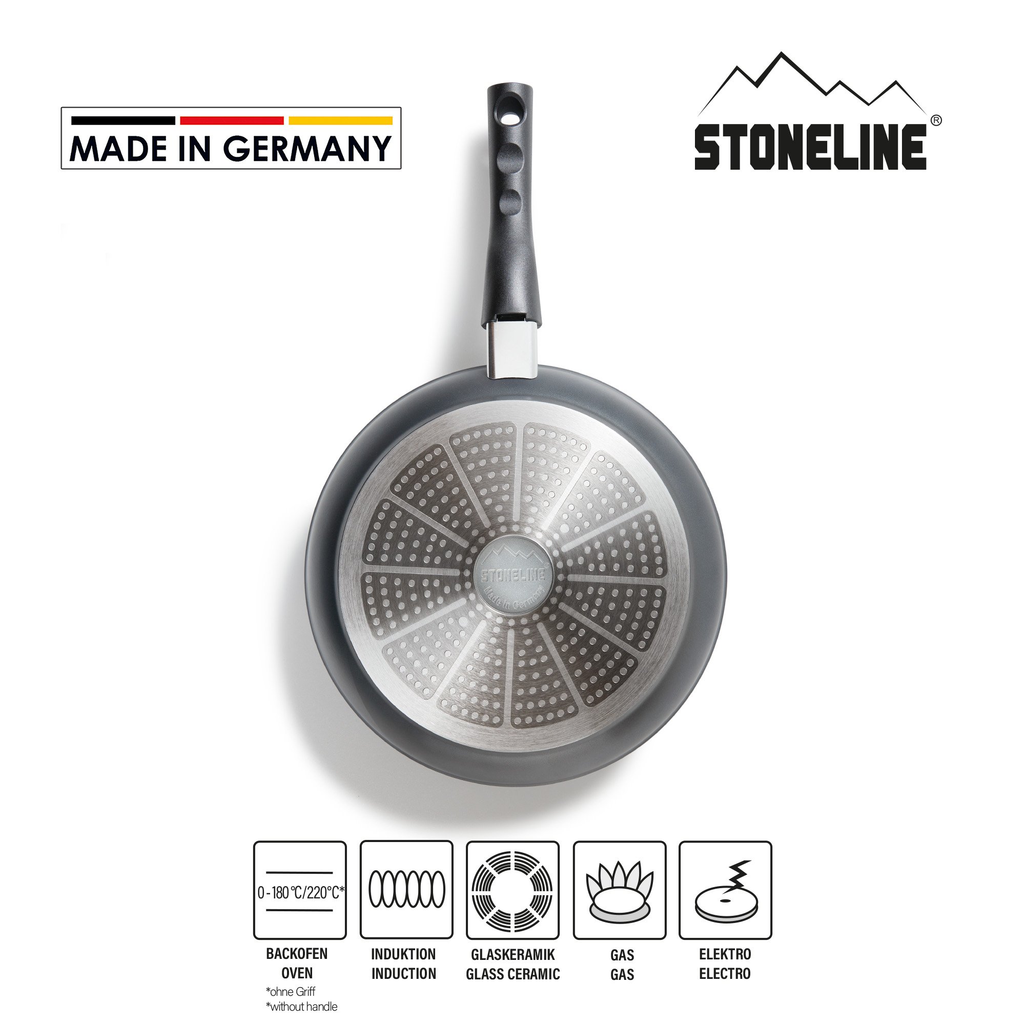 STONELINE® FLEX Schmorpfanne 24 cm, mit abnehmbarem Griff, Made in Germany, Induktion geeignet