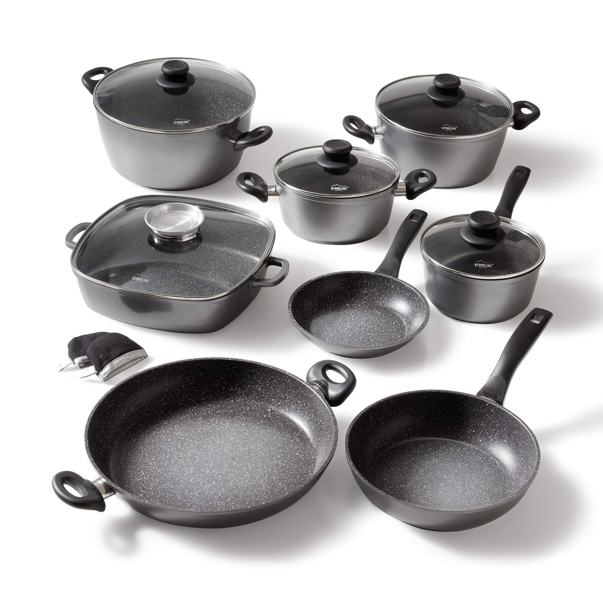 STONELINE® 13 pc Cookware Set, with Lids, Non-Stick Pots & Pans | CLASSIC