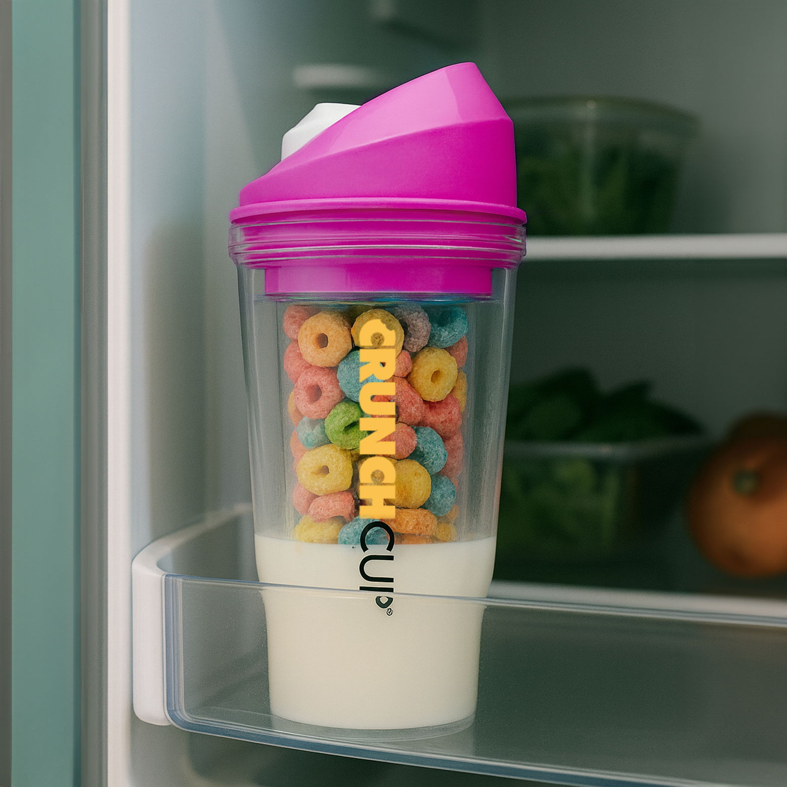 CrunchCup Original Vaso de Cereales para Llevar 260 + 250 ml | Pink