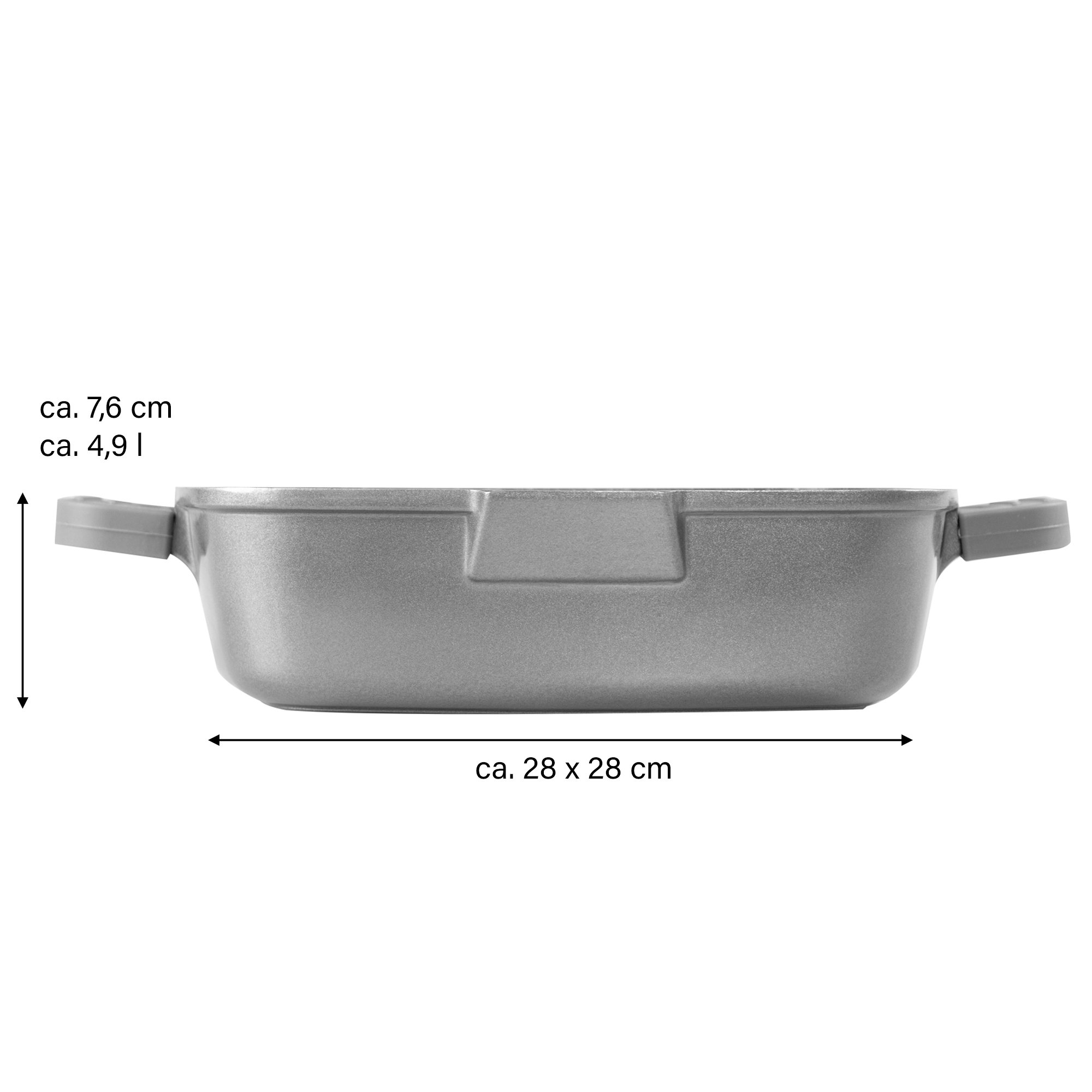 STONELINE® Square Serving Pan 28 cm, Strainer Lid, 2 Spouts, Non-Stick Pan | FUTURE