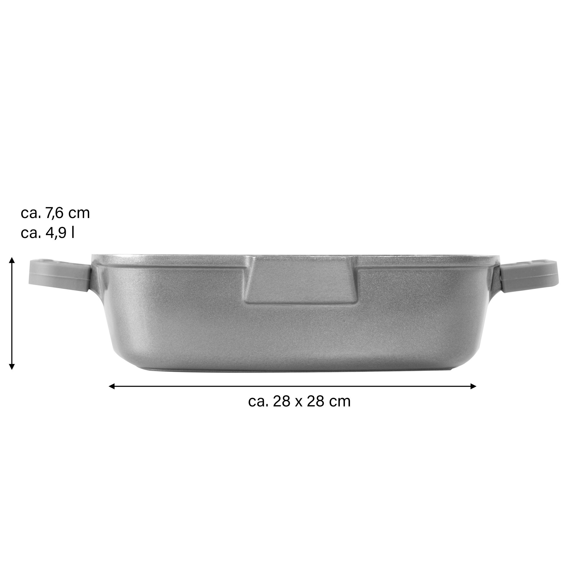 STONELINE® Square Serving Pan 28 cm, Strainer Lid, 2 Spouts, Non-Stick Pan | FUTURE