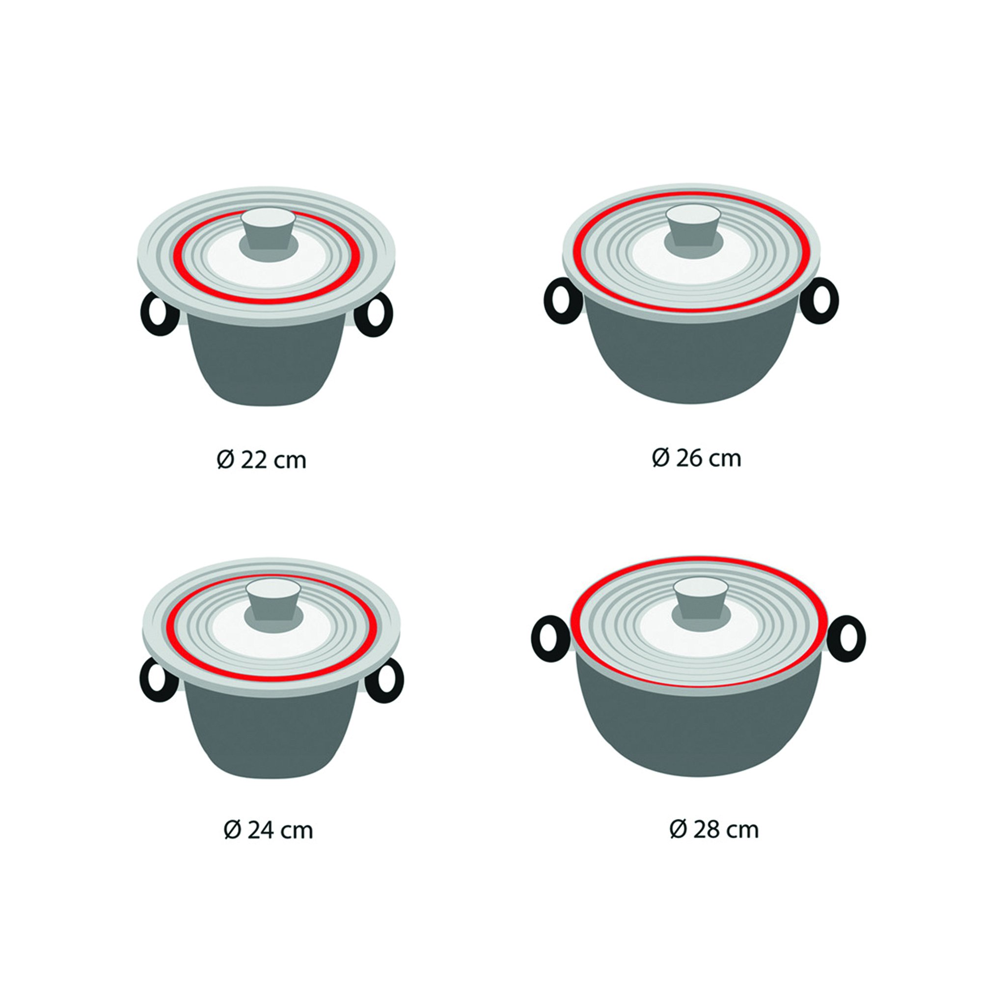 STONELINE® Universal Lid for Pots, Pans, Skillets | fits 22/24/26/28 cm | Silicone Rim