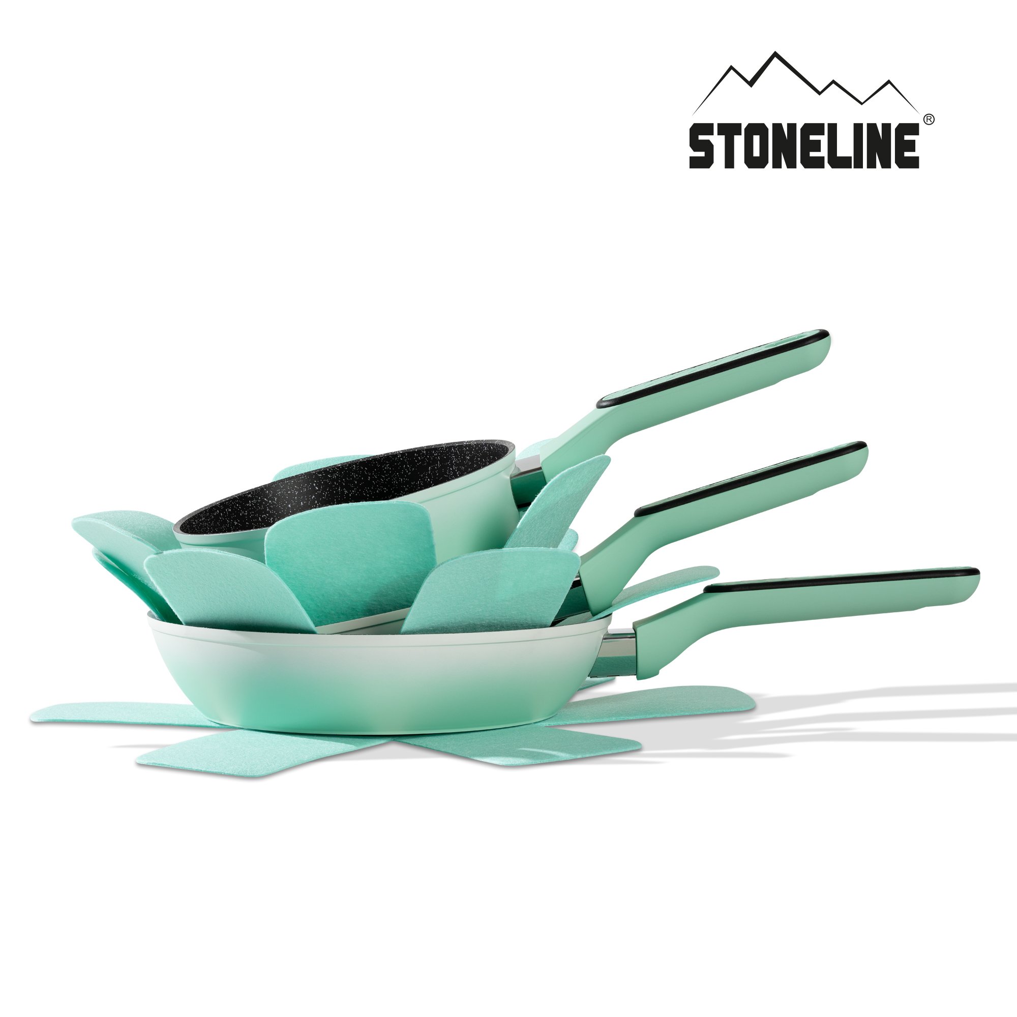 STONELINE® Mint Kochgeschirr-Set 11-teilig mit Deckeln, beschichtete Töpfe & Pfannen
