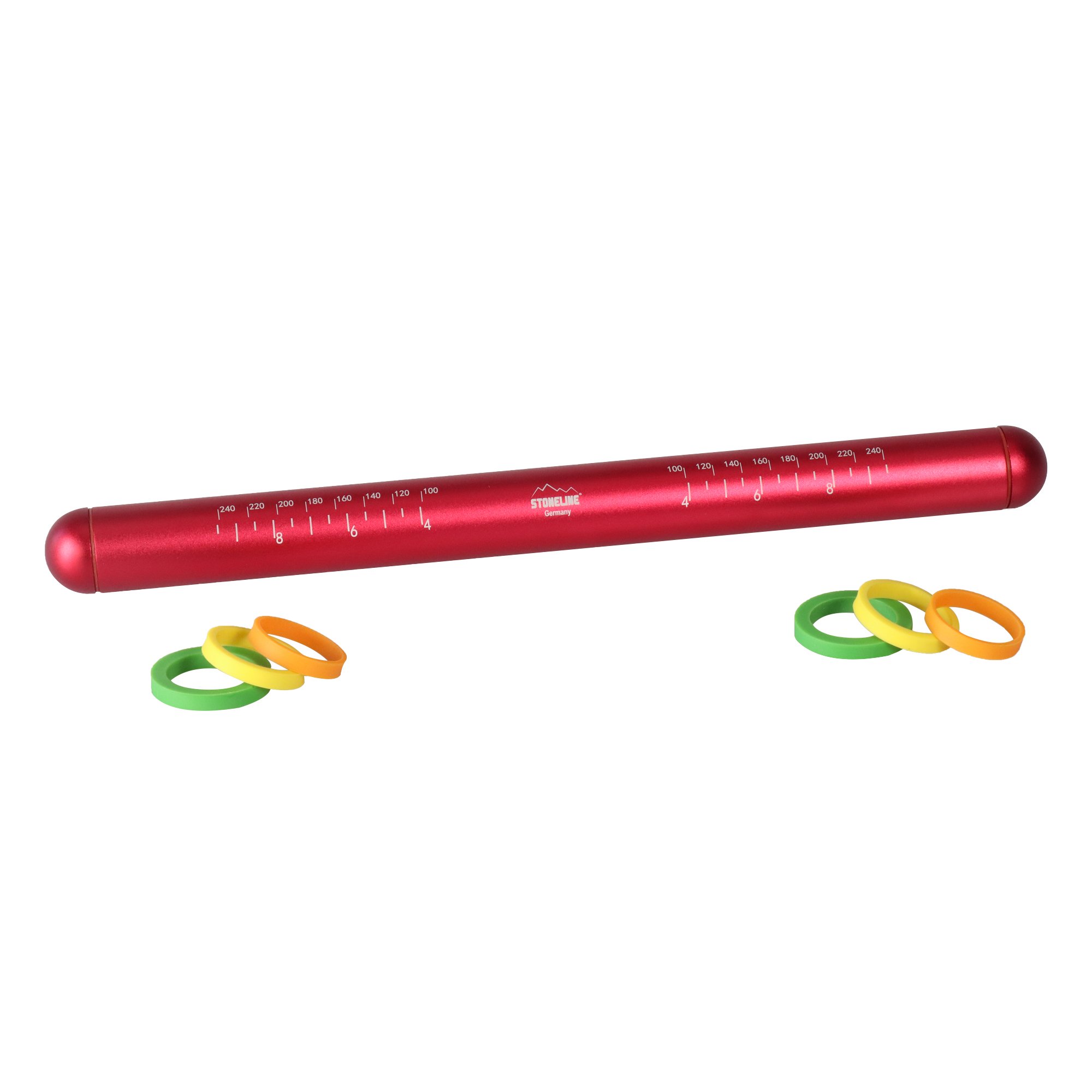 STONELINE® Dough roller with 3 removable spacers, red