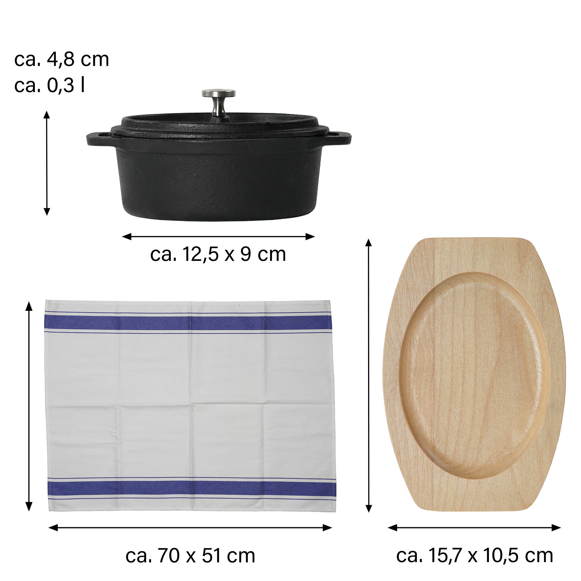Small Cast Iron Casserole Dish 9 cm, Enameled Cooking Pot