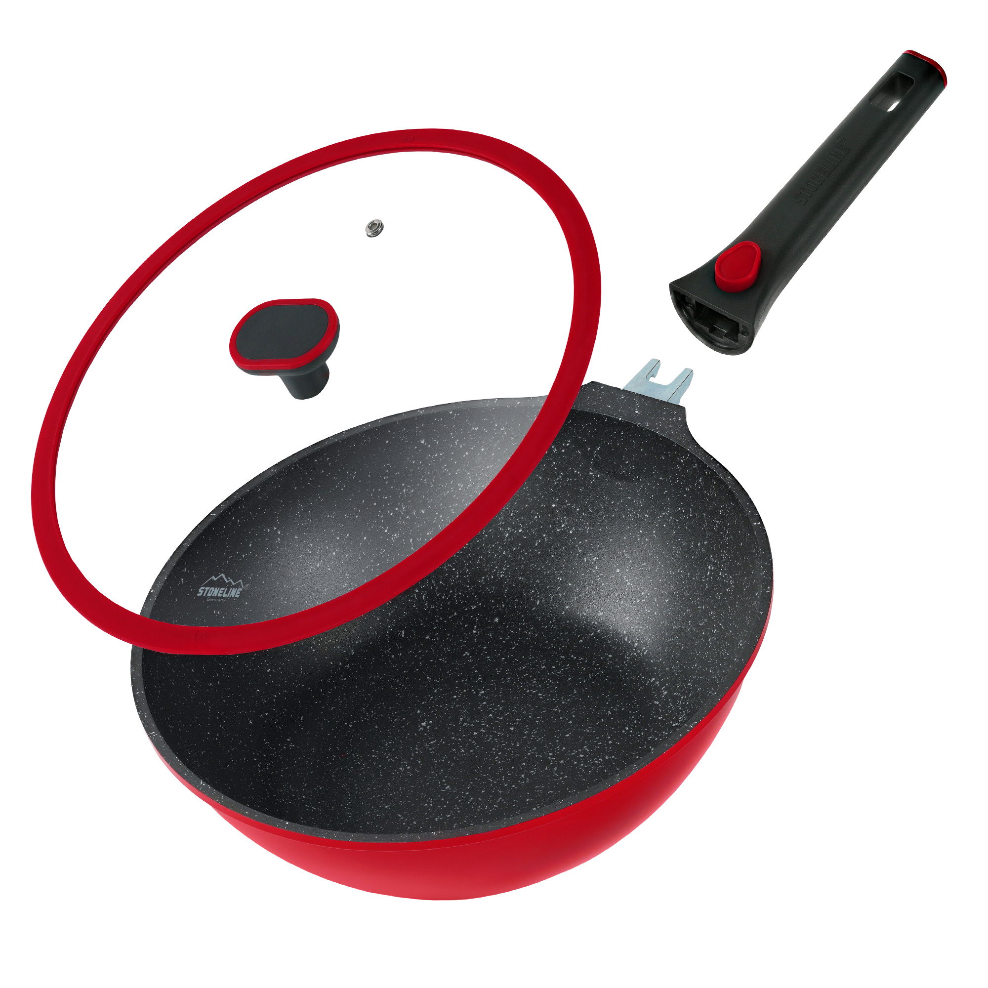 Wok pan 30 cm | with lid - Red