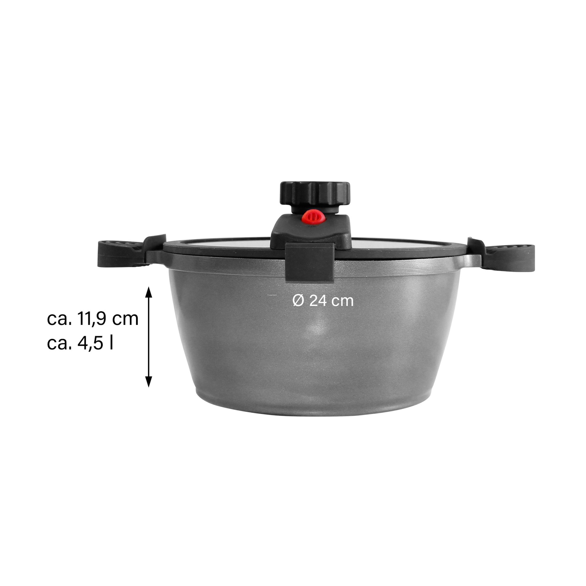 STONELINE® Low Pressure Cooker 24 cm, Non-Stick Cooking Pot, Energy-Saving Pot