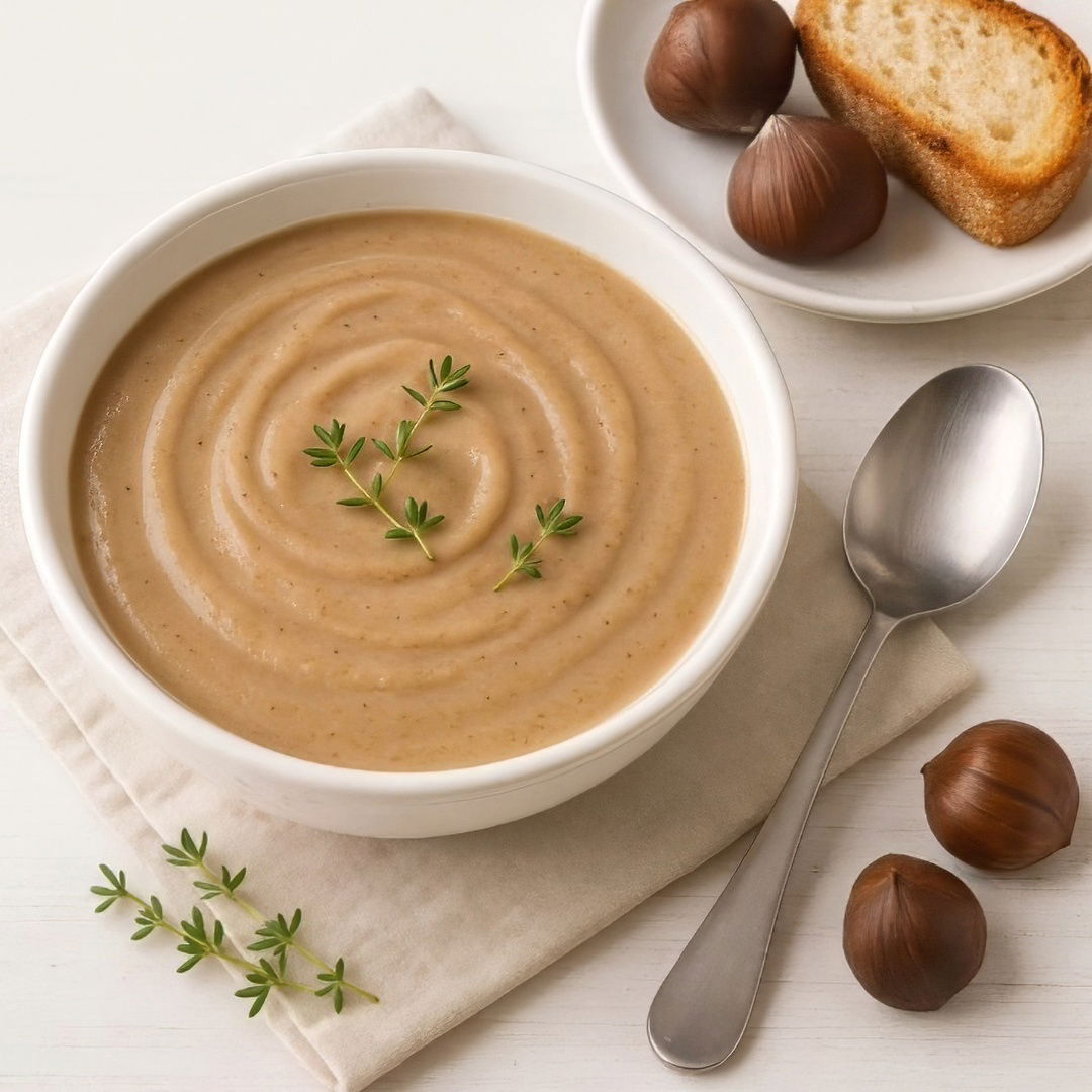 Soupe de Marrons au Thym – Crémeuse, aromatique & végétalienne🌰