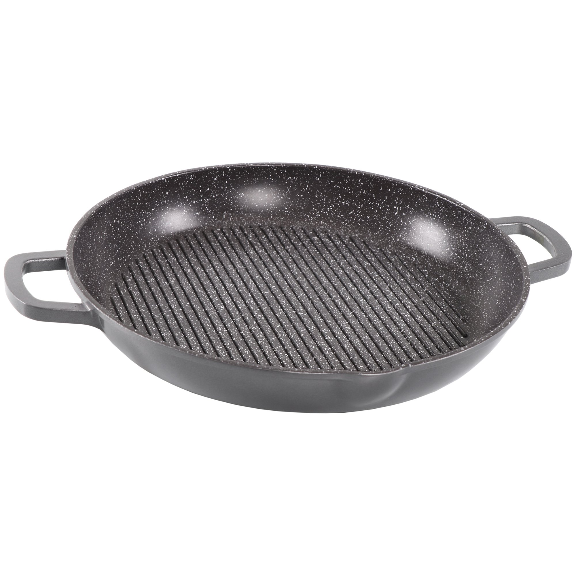 STONELINE® Round BBQ Griddle Pan 28 cm, Spout, Fat-Free Non-Stick Pan, Grill Plate