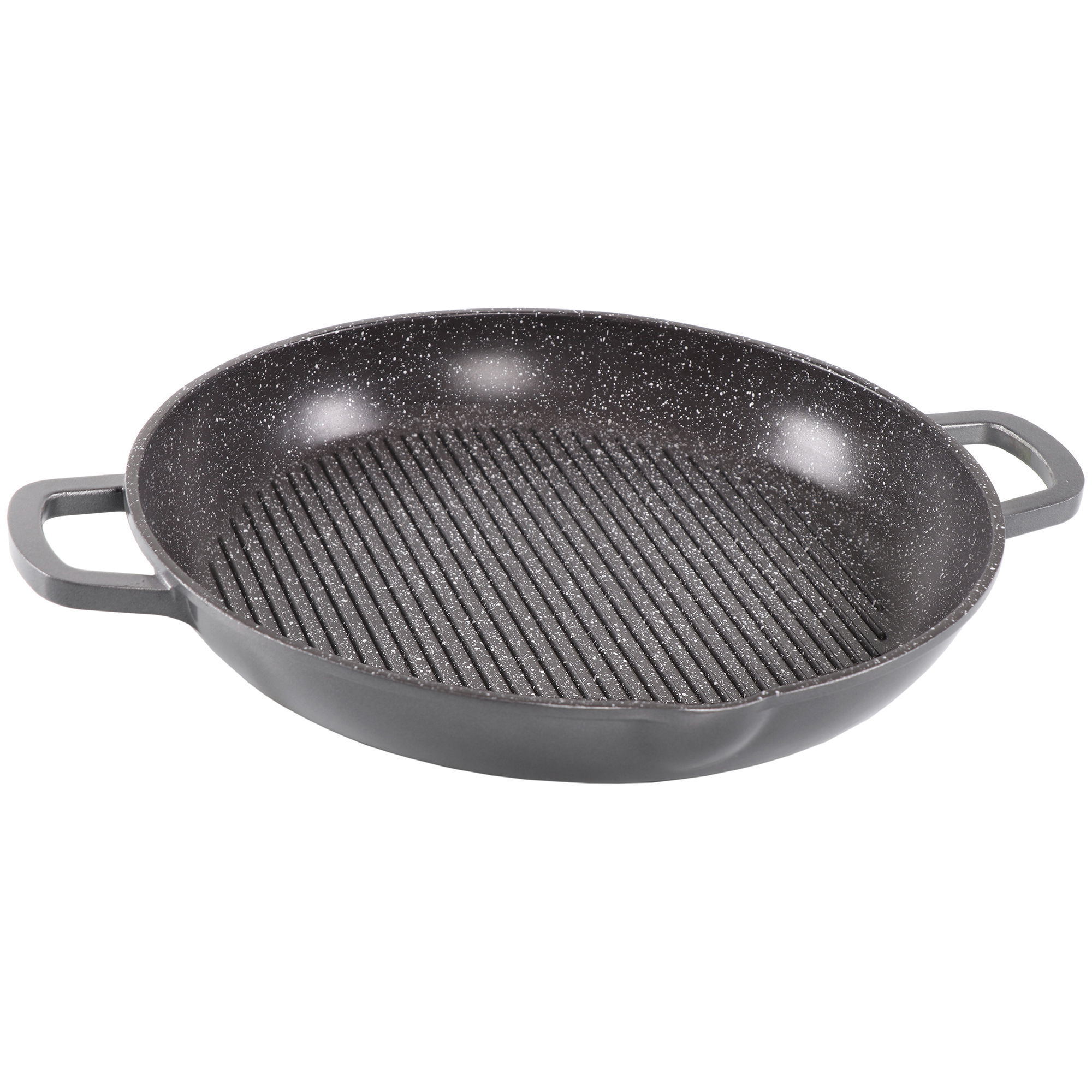 STONELINE® Sartén Parrilla Redonda 28 cm, Vertedor, Cocinar sin Grasa, Antiadherente