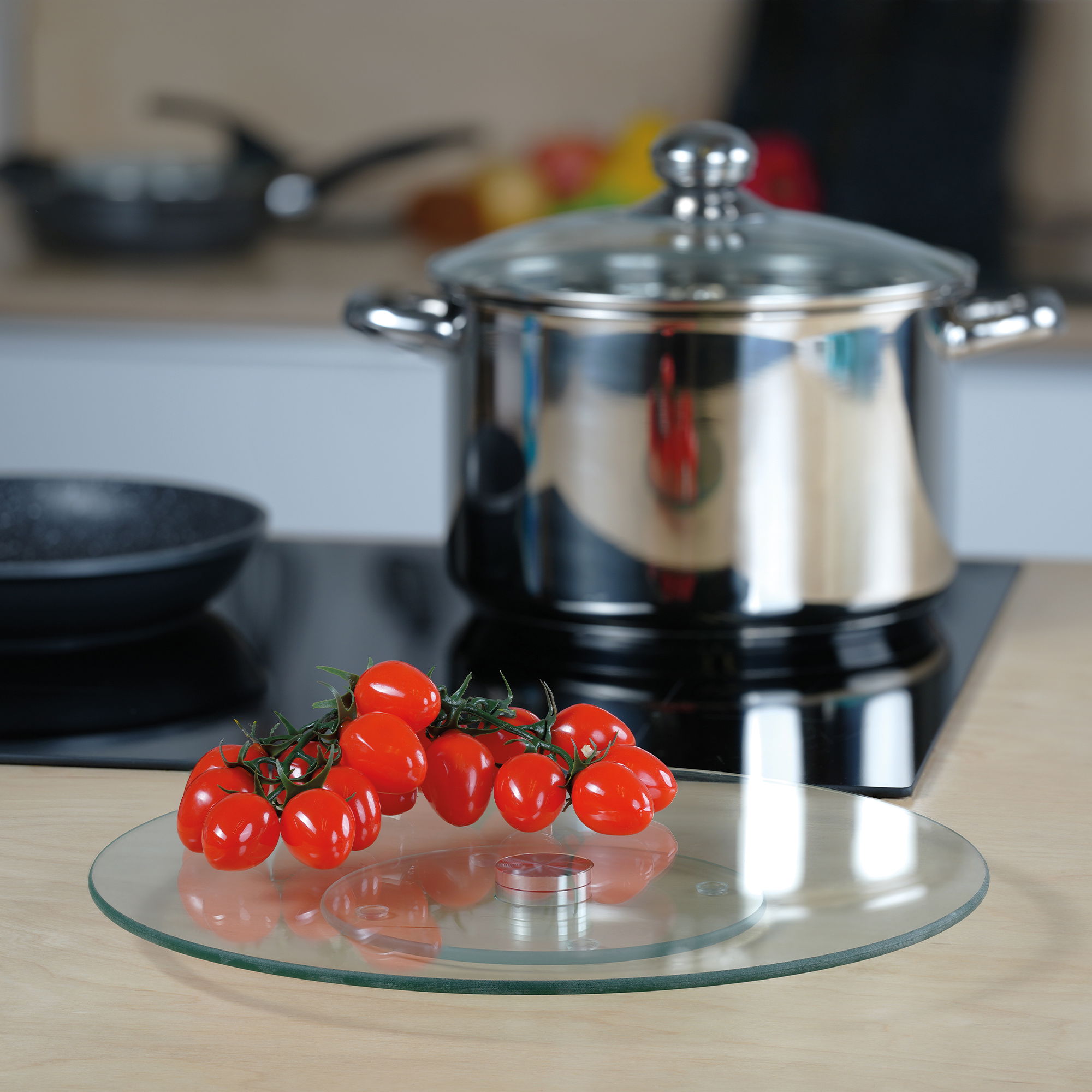 Drehbare Glas Servierplatte Tortenplatte 32 cm | Transparent