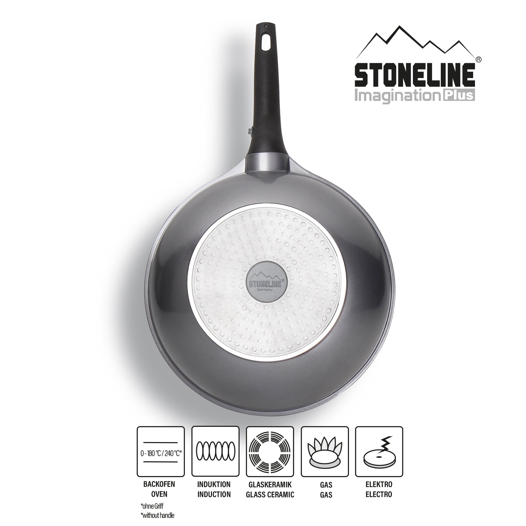 STONELINE® Wok Pan 30 cm, Removable Handle, with Lid, Non-Stick Pan | Imagination PLUS