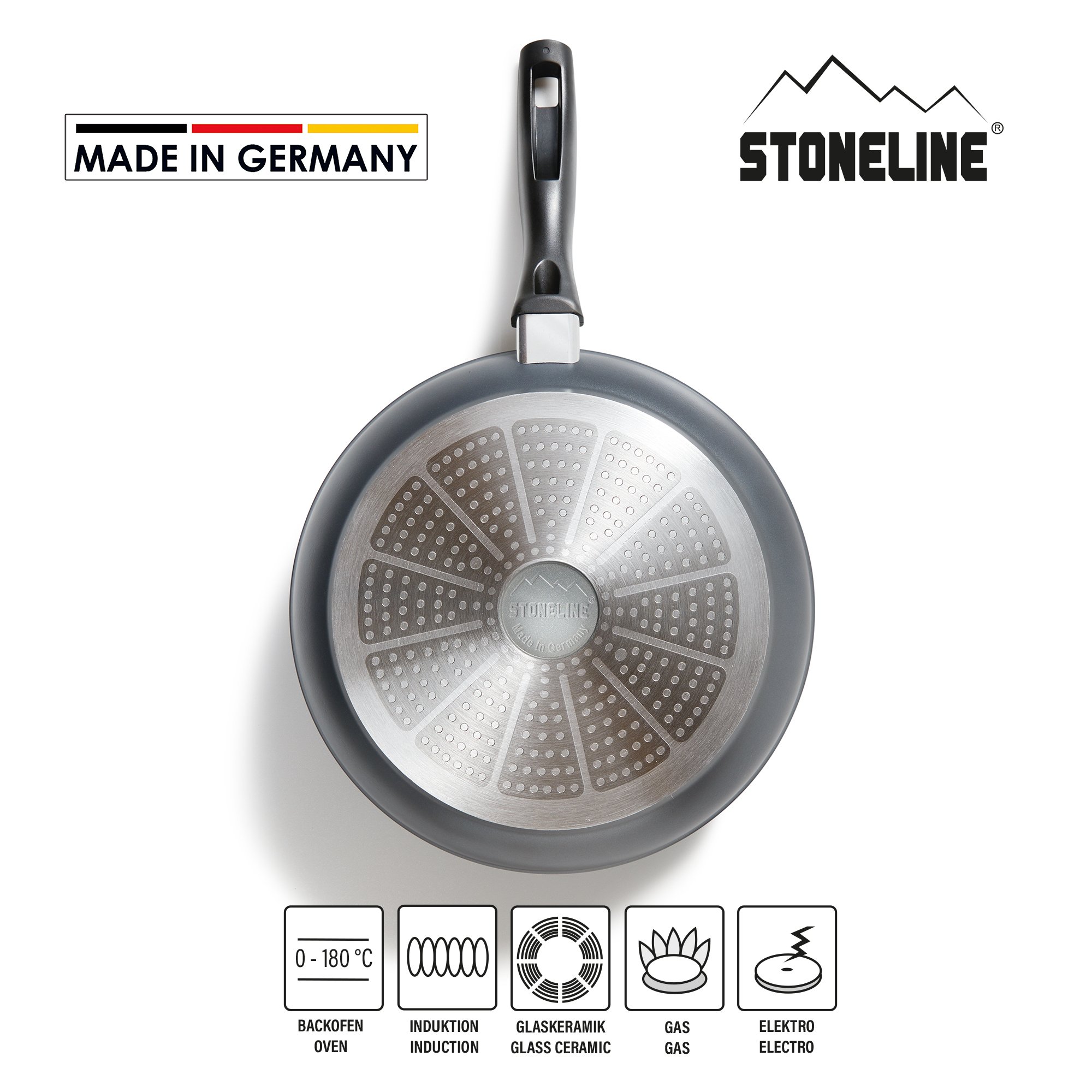 STONELINE® Bratpfanne 28 cm, Made in Germany, antihaftbeschichtete Pfanne, Induktion geeignet