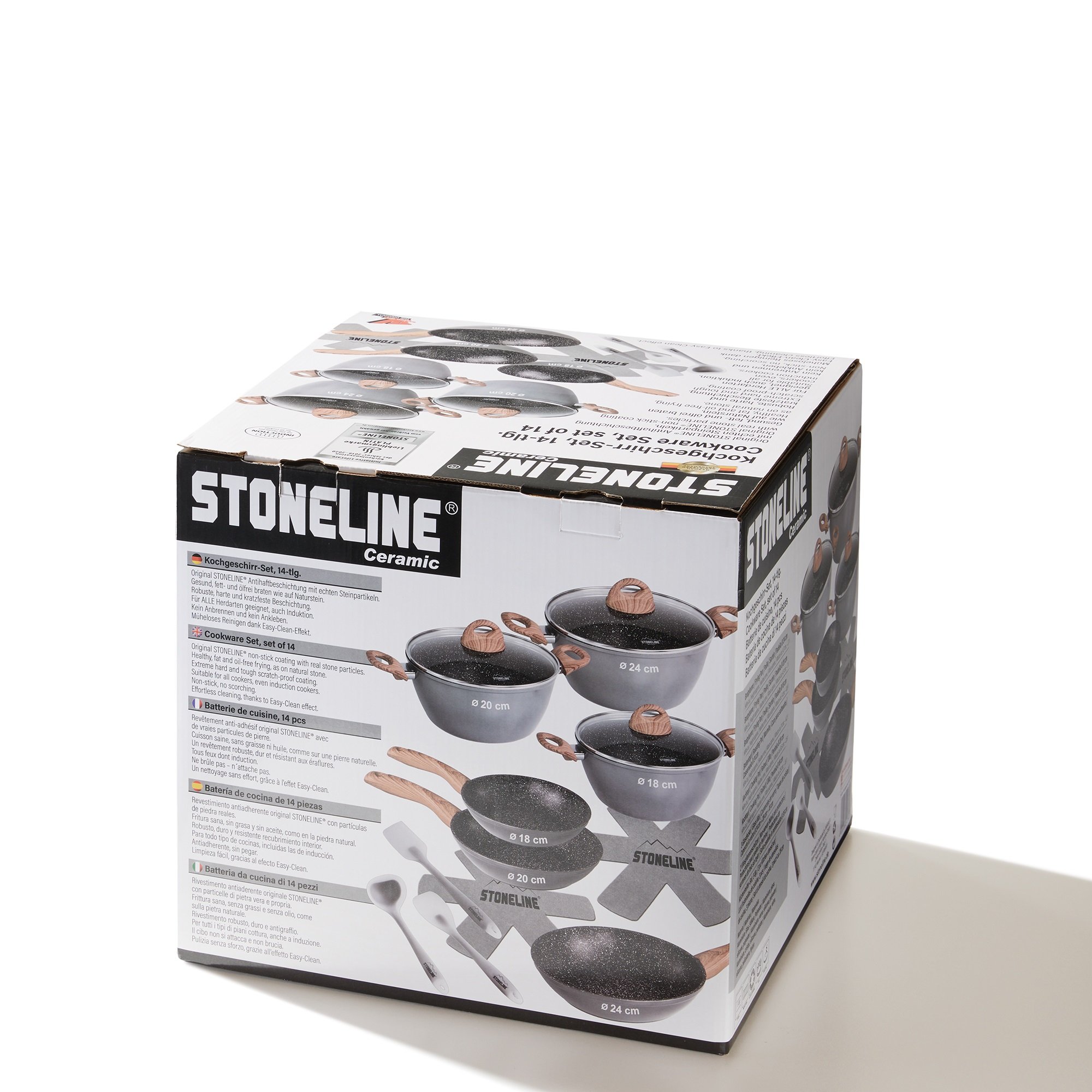 STONELINE® CERAMIC Back to Nature Kochgeschirr-Set, 14-tlg., Keramik-Beschichtung, mit Glasdeckeln, Induktion