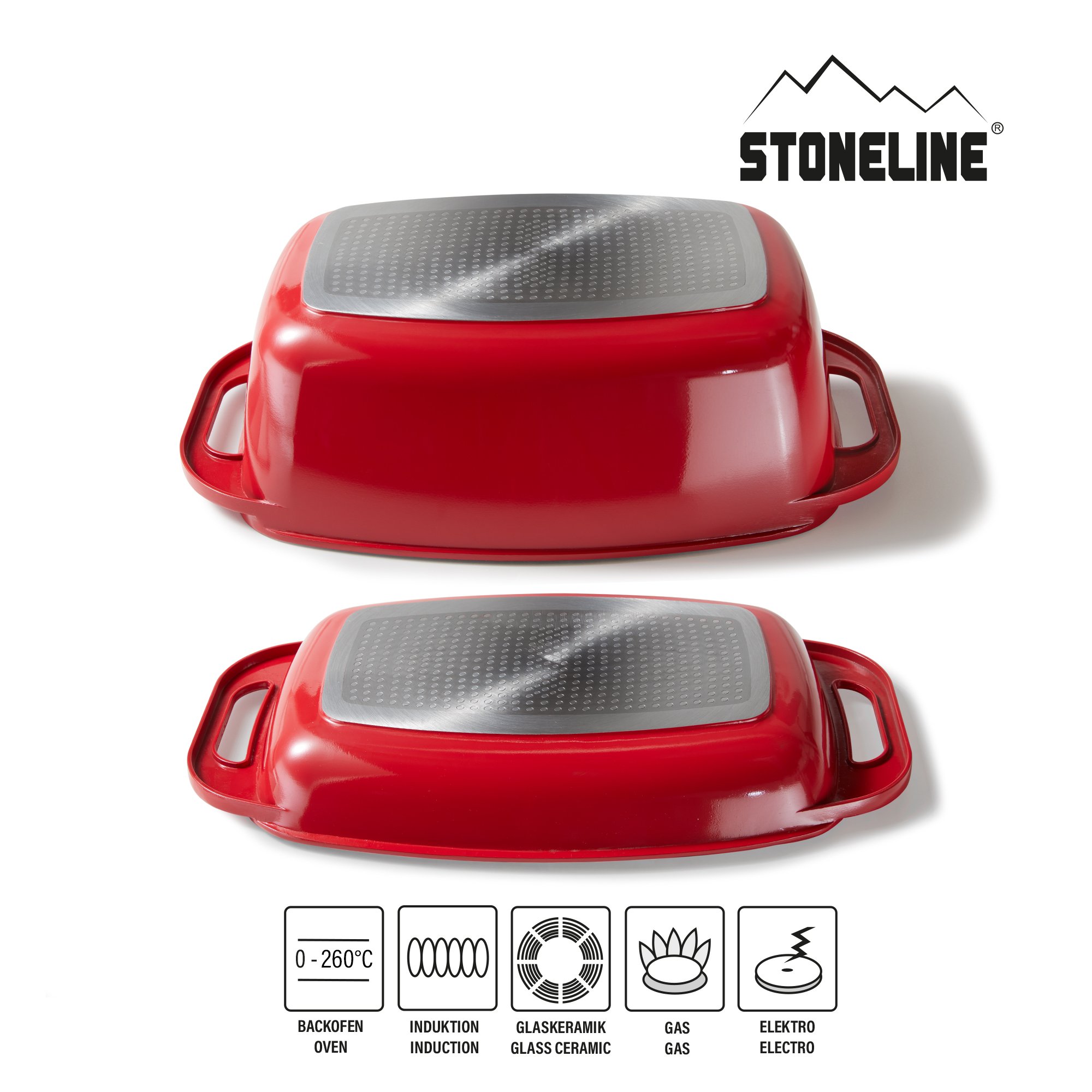 STONELINE® XXL Induction Roaster 43x26 cm, Induction Lid, Non-Stick Casserole Dish