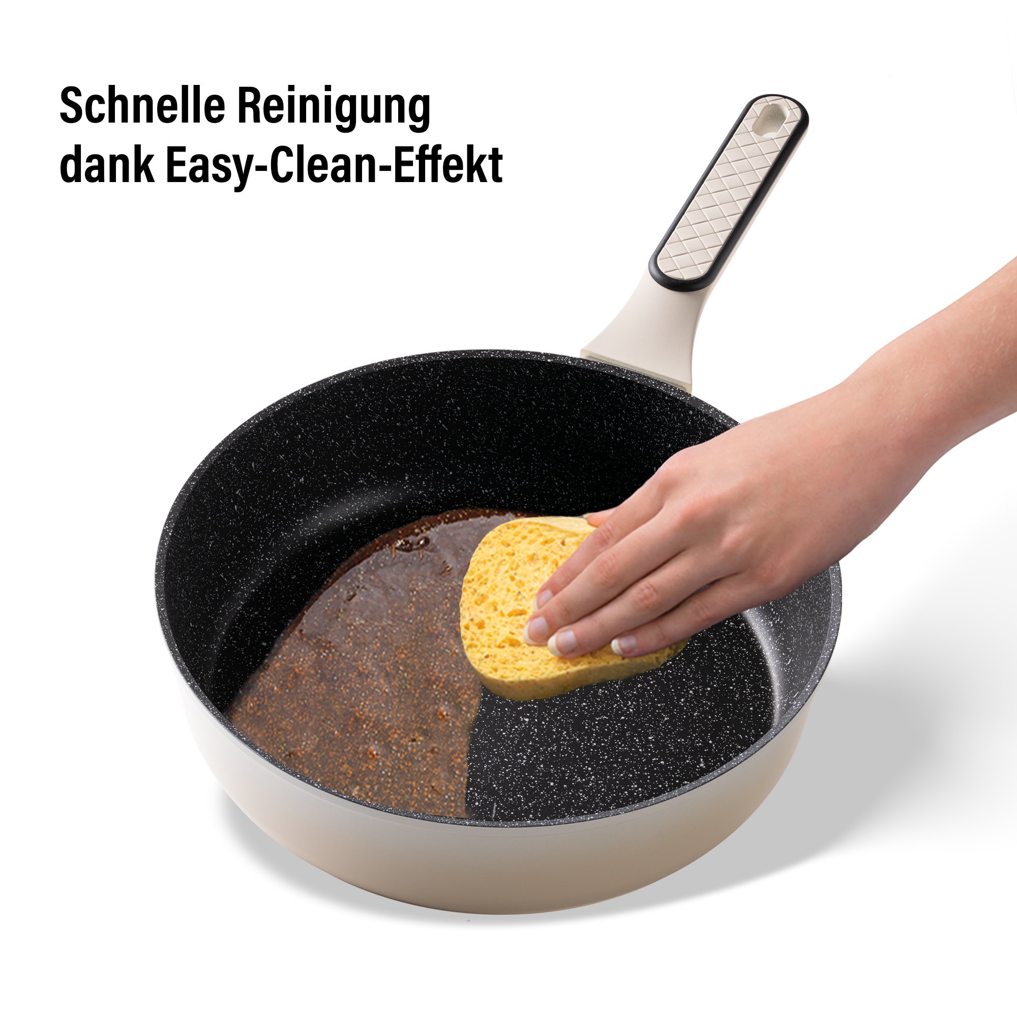 STONELINE® Creme sartén 28 cm con tapa, antiadherente e inducción, apta para horno