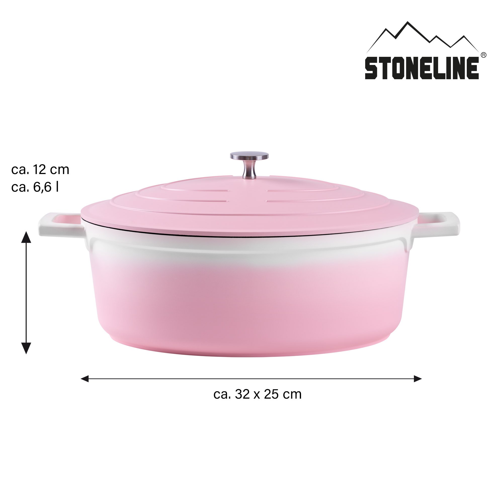 STONELINE® Induction Roaster with Lid 32x25 cm, Casserole Dish, Non-Stick Pot | rose
