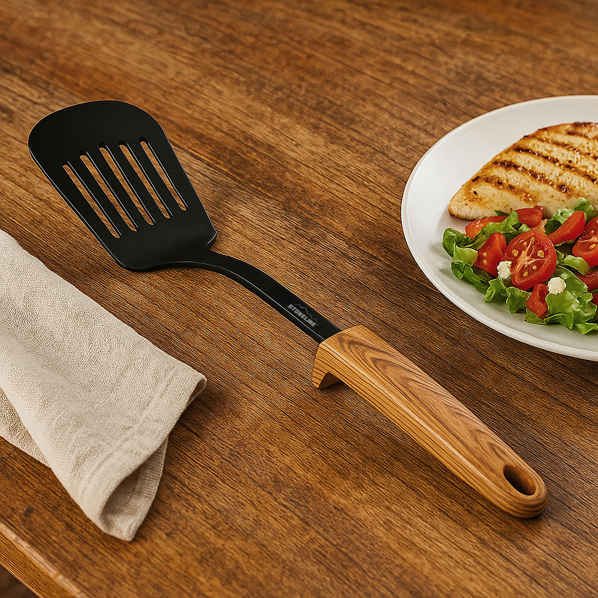 Sartén Honda 2 Asas 24 cm | con Tapa - Efecto Madera