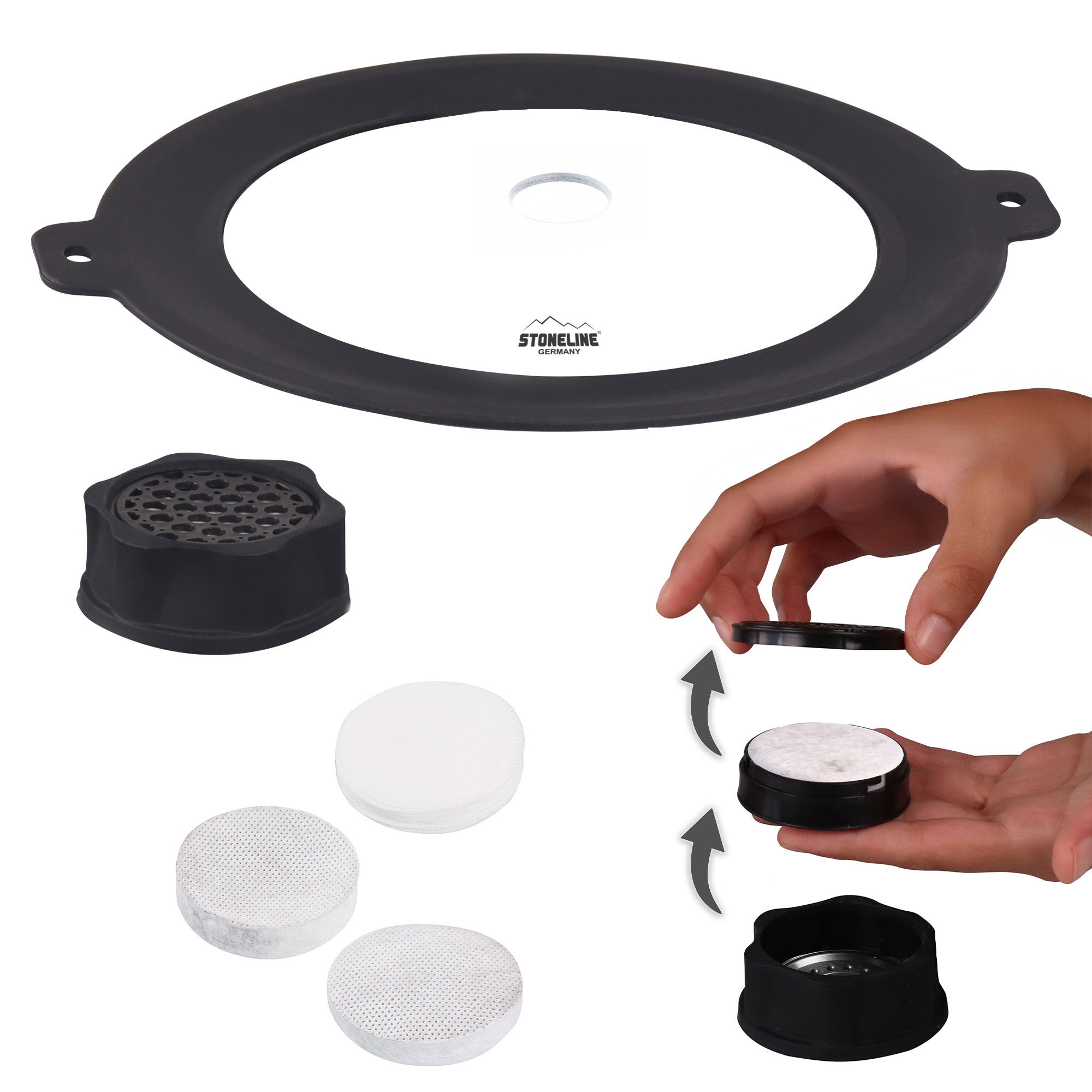 Tapa Universal 22/24/26/28 con Función SMELL WELL y 2 Juegos de Recarga | Negro