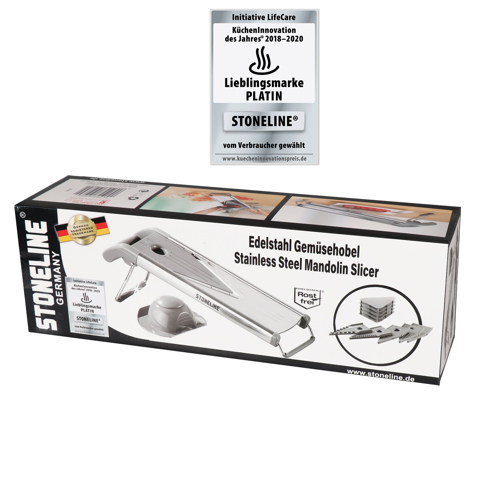 STONELINE® 9 pc Mandoline Slicer, Vegetables Chopper Cutter | 5 Cutting Inserts
