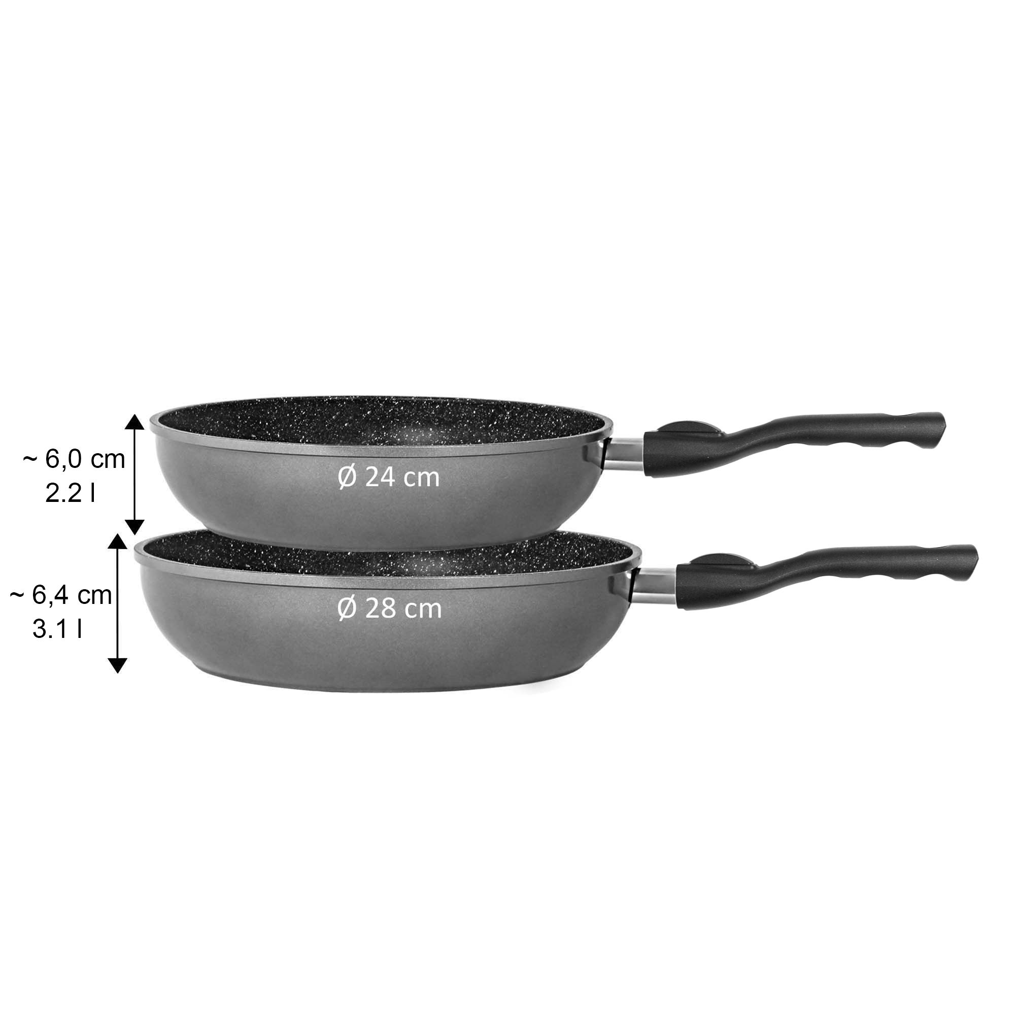 STONELINE® Imagination PLUS Braising Pan 28 cm - manici rimovibili e  coperchio in vetro