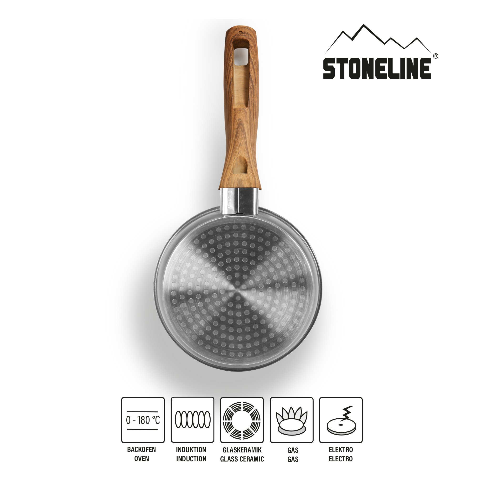 STONELINE® Back to Nature sartén 14 cm, sartén antiadherente para tortillas, apta para inducción