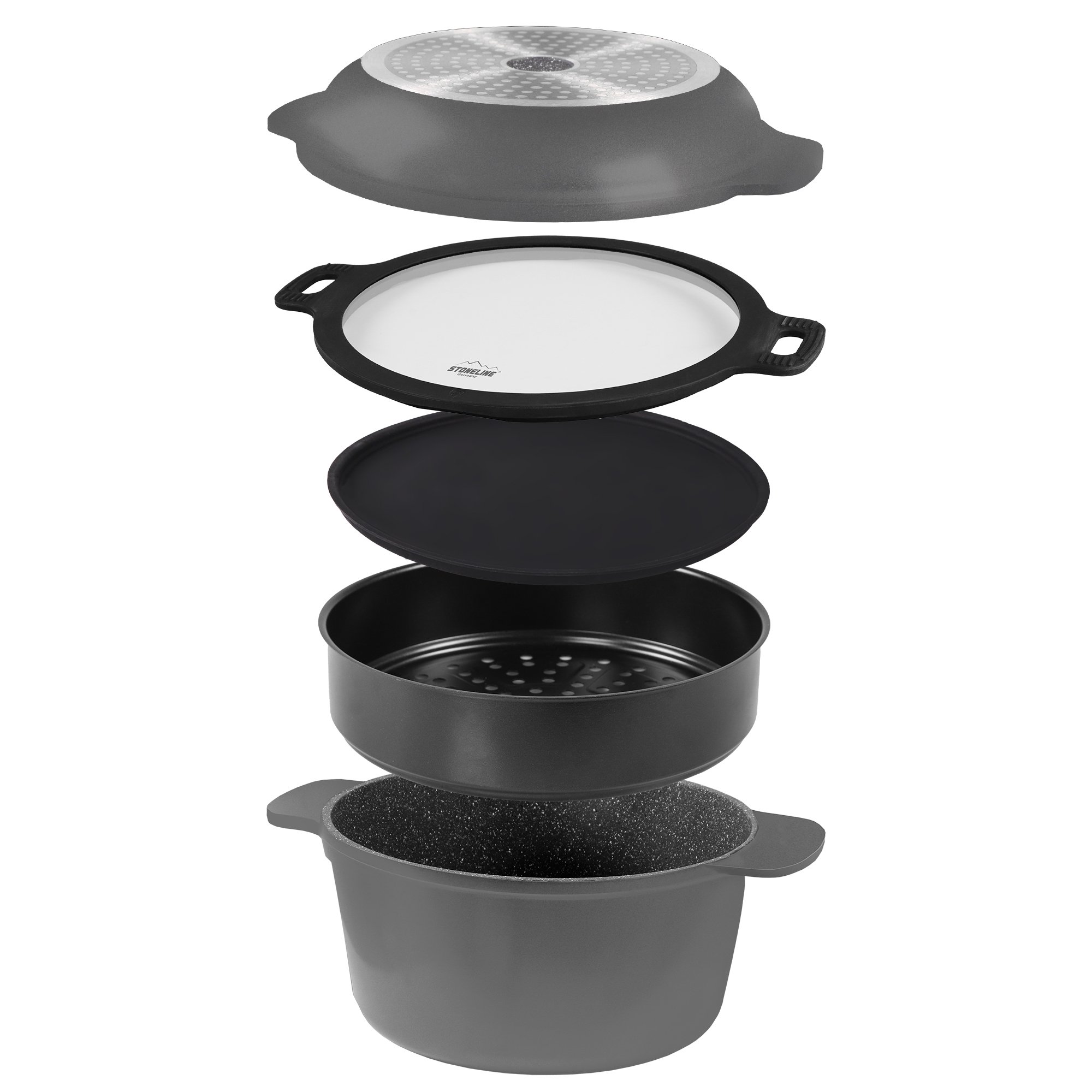 STONELINE® 5 pc Cookware Bakeware Set, with Lid, Non-Stick Pot Baking Tin Serving Pan