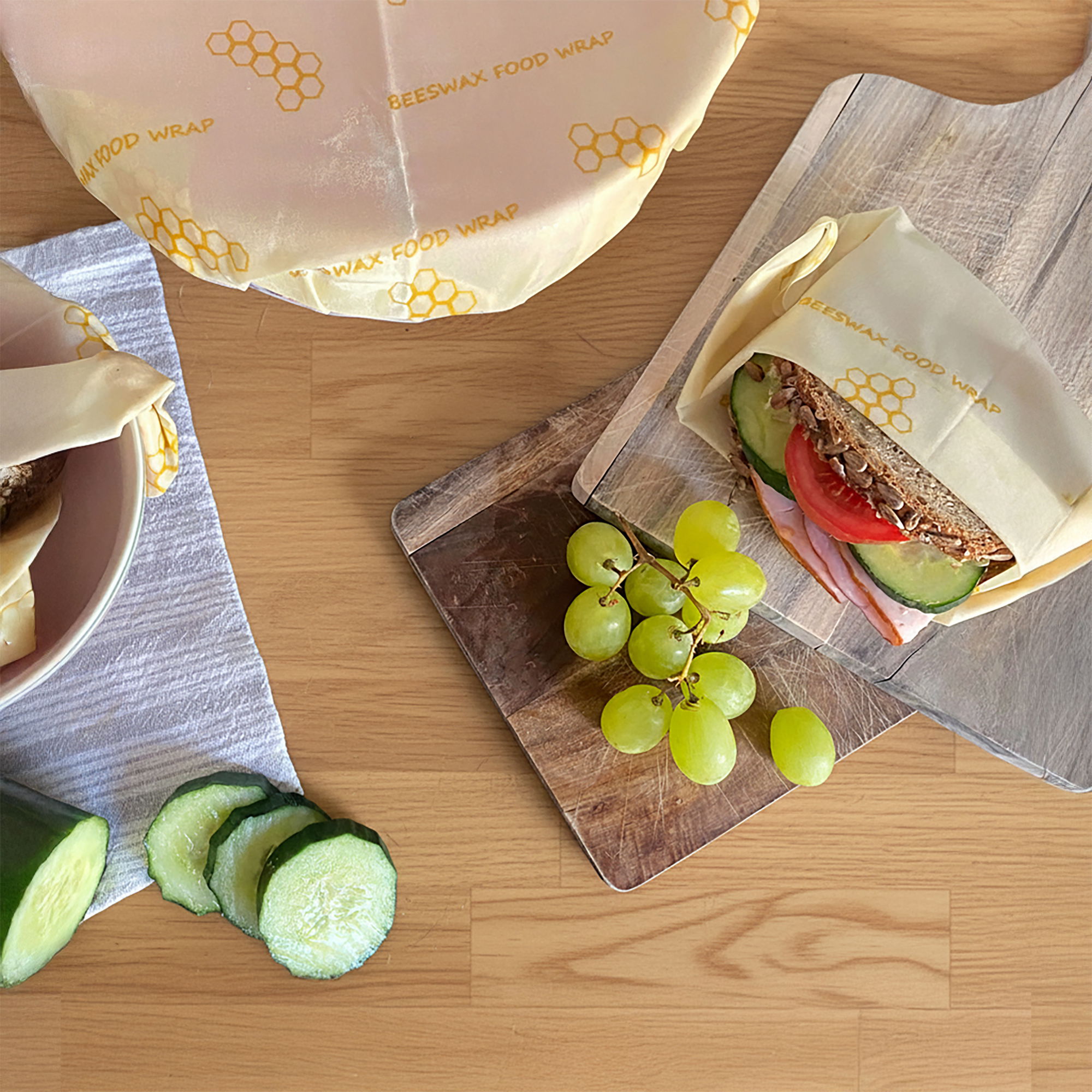 Emballage alimentaire en cire d'abeille Set 3 pièces