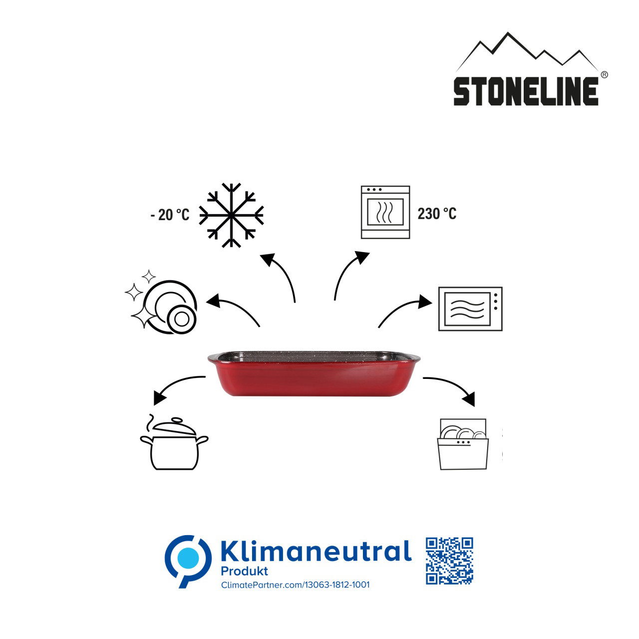 STONELINE® 2 pc Rectangular Baking Dish Set | Non-Stick Borosilicate Glass Oven Dish