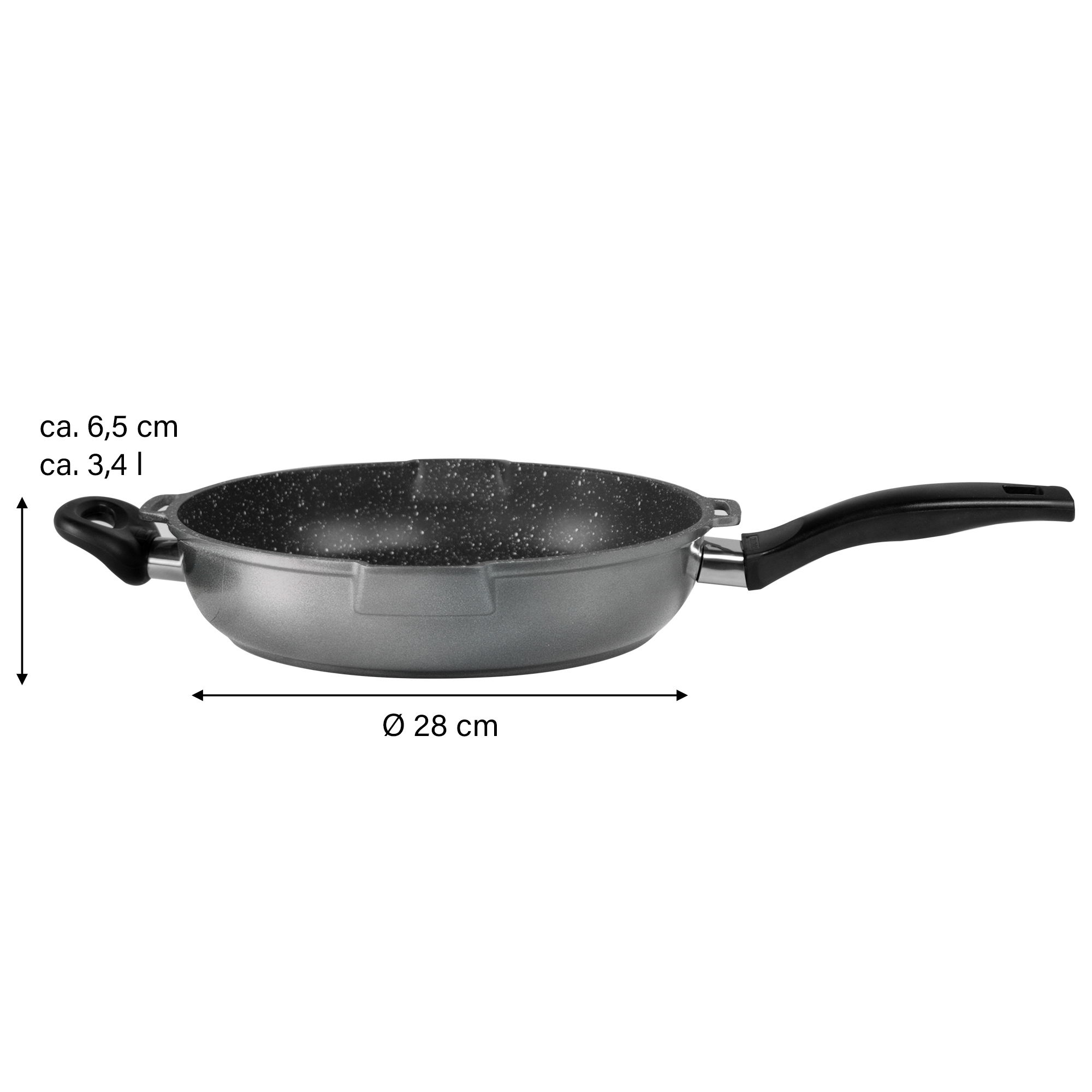 STONELINE® Deep Frying Pan 28 cm, Strainer Lid, 2 Spouts, Non-Stick Pan | FUTURE