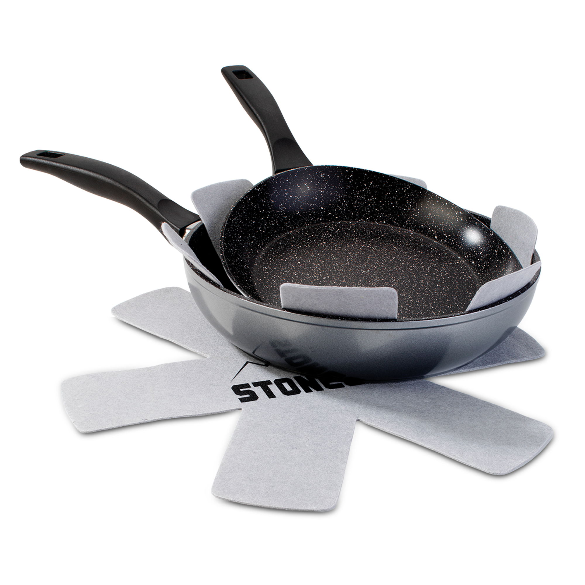 STONELINE® 2 pc Pot & Pan Protector Set 38 cm, grey | Coaster Stacking Protectors