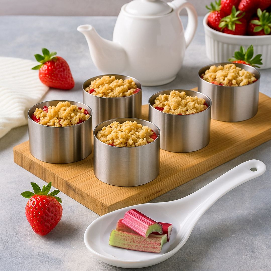 Erdbeer-Rhabarber-Crumble mit knusprigen Streuseln – fruchtiger Genuss